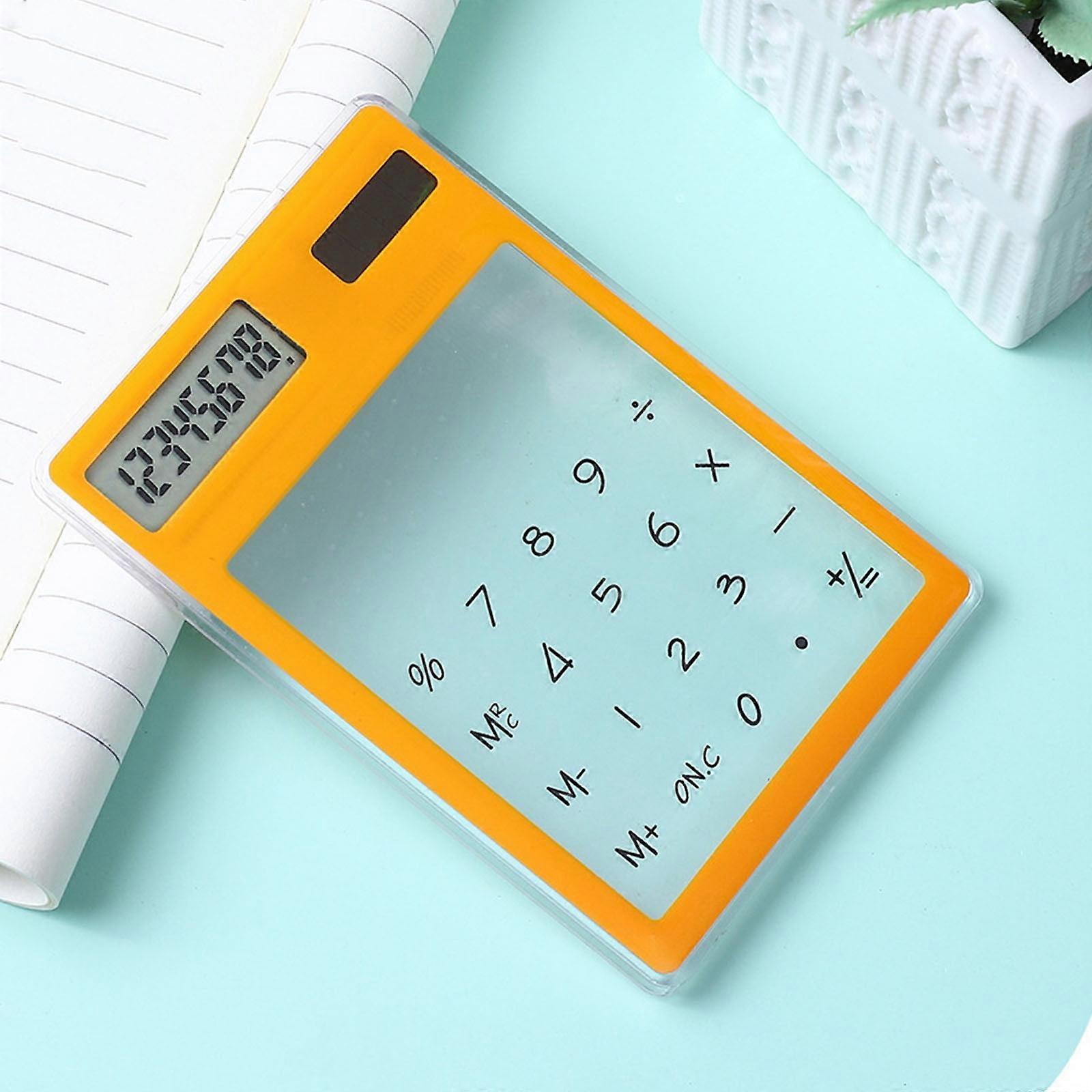 Fnyoxu Calculator, Desk Calculator with Large Key Buttons, 12 Digits, Large Eye-Angled Display, Solar and Battery Powered for Home and Office(Orange)