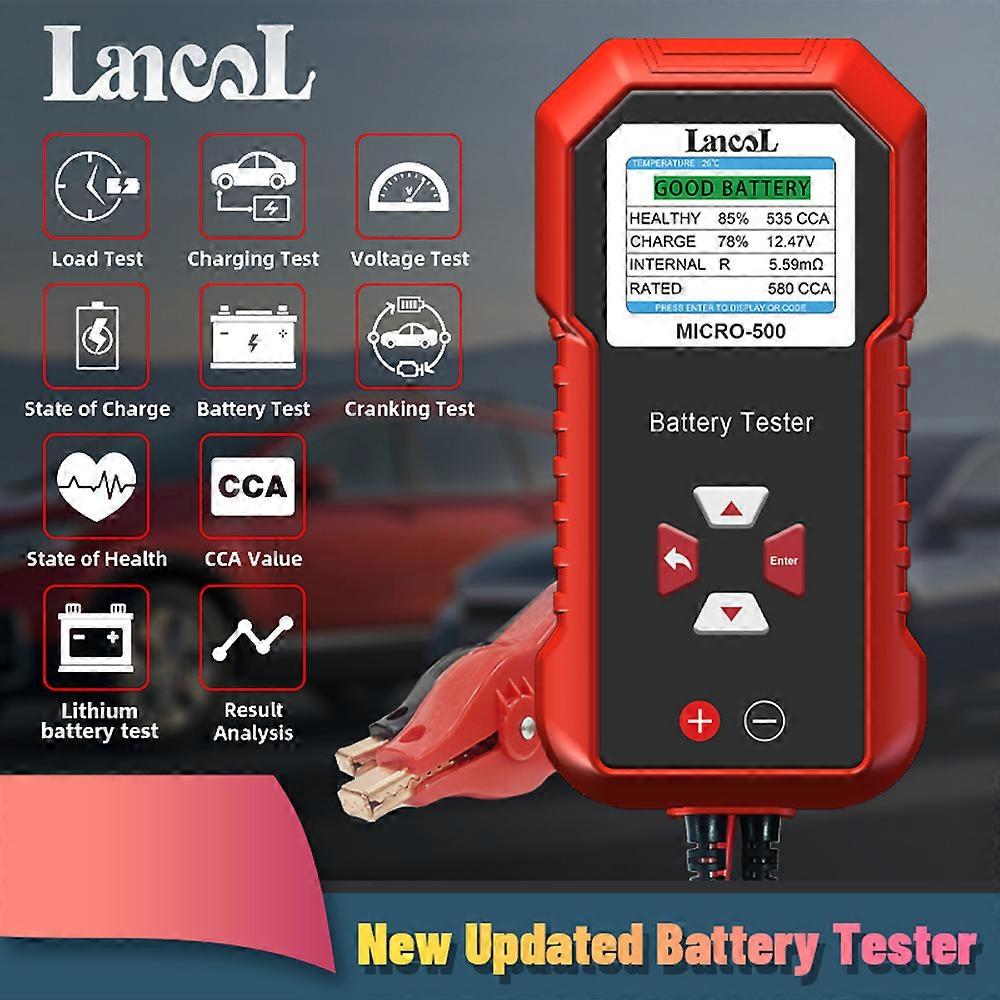 Battery tester for lead-acid lithium batteries with 8 languages support