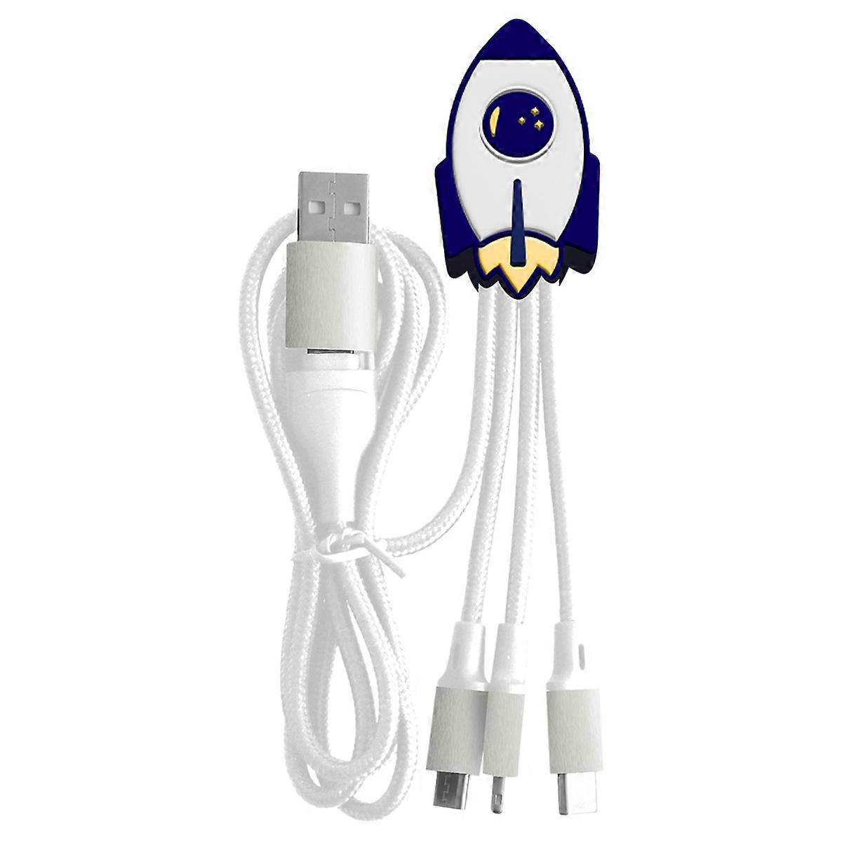 Andy XXL 5 in 1 Micro USB / USB C / Lightning to USB A and C Rocket cable 1m, White / Blue