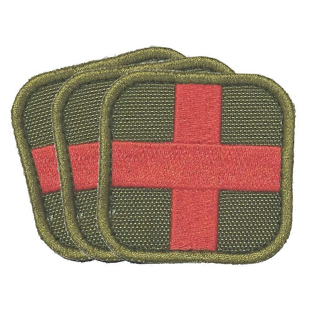 3 pezzi 50x50mm Hook & Loop Medic First Aid Red Cross Patch Tan