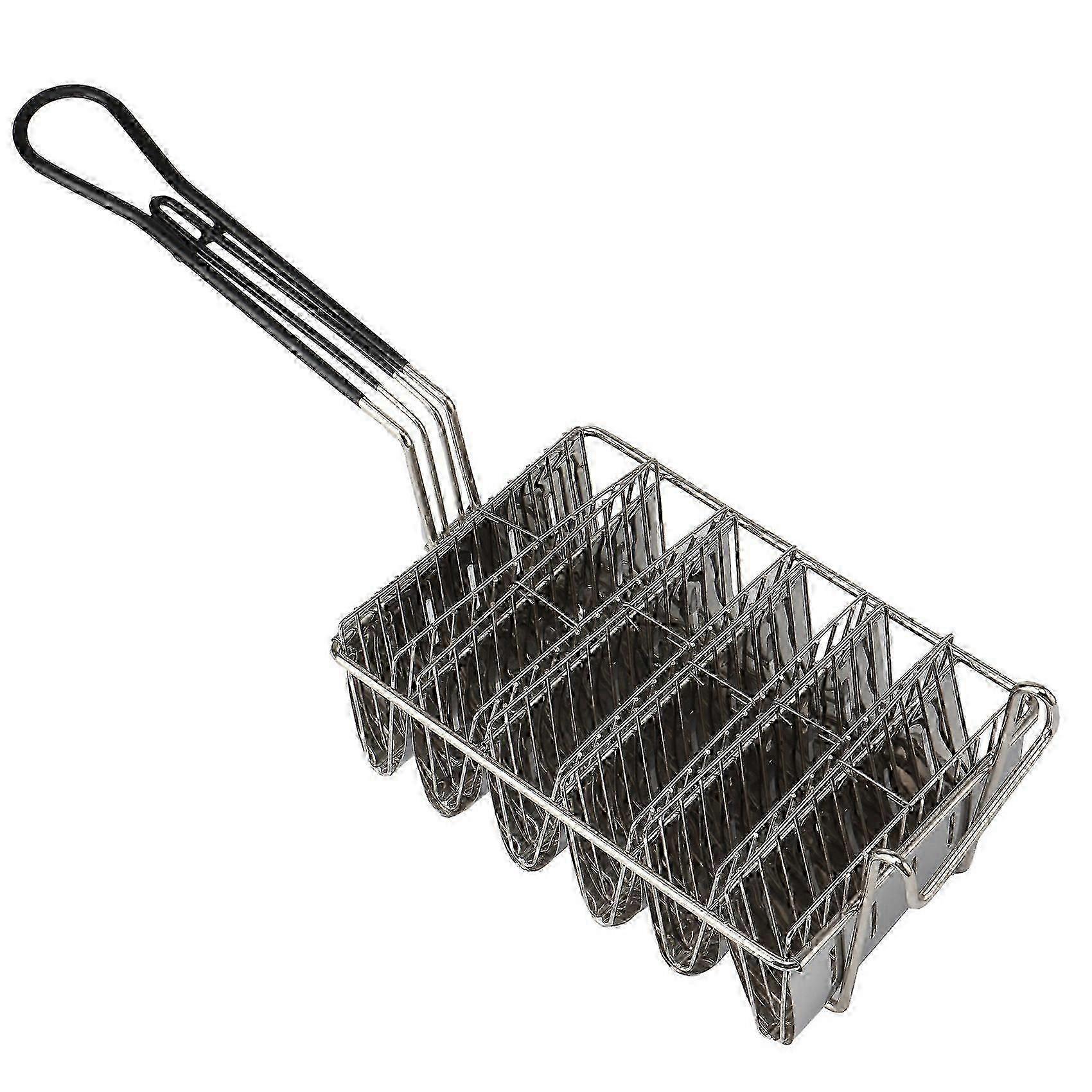 Taco Fryer Basket with Grip Handle - Deep Fry Taco Holders for 6 Shells - Taco Fryer Stand