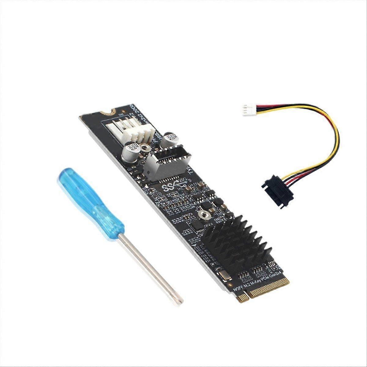 PH6603 M.2 MKEY PCIe to Front USB 3.2 20Gb M.2 NVME to TYPE-E Expansion Card Hub Riser for PC