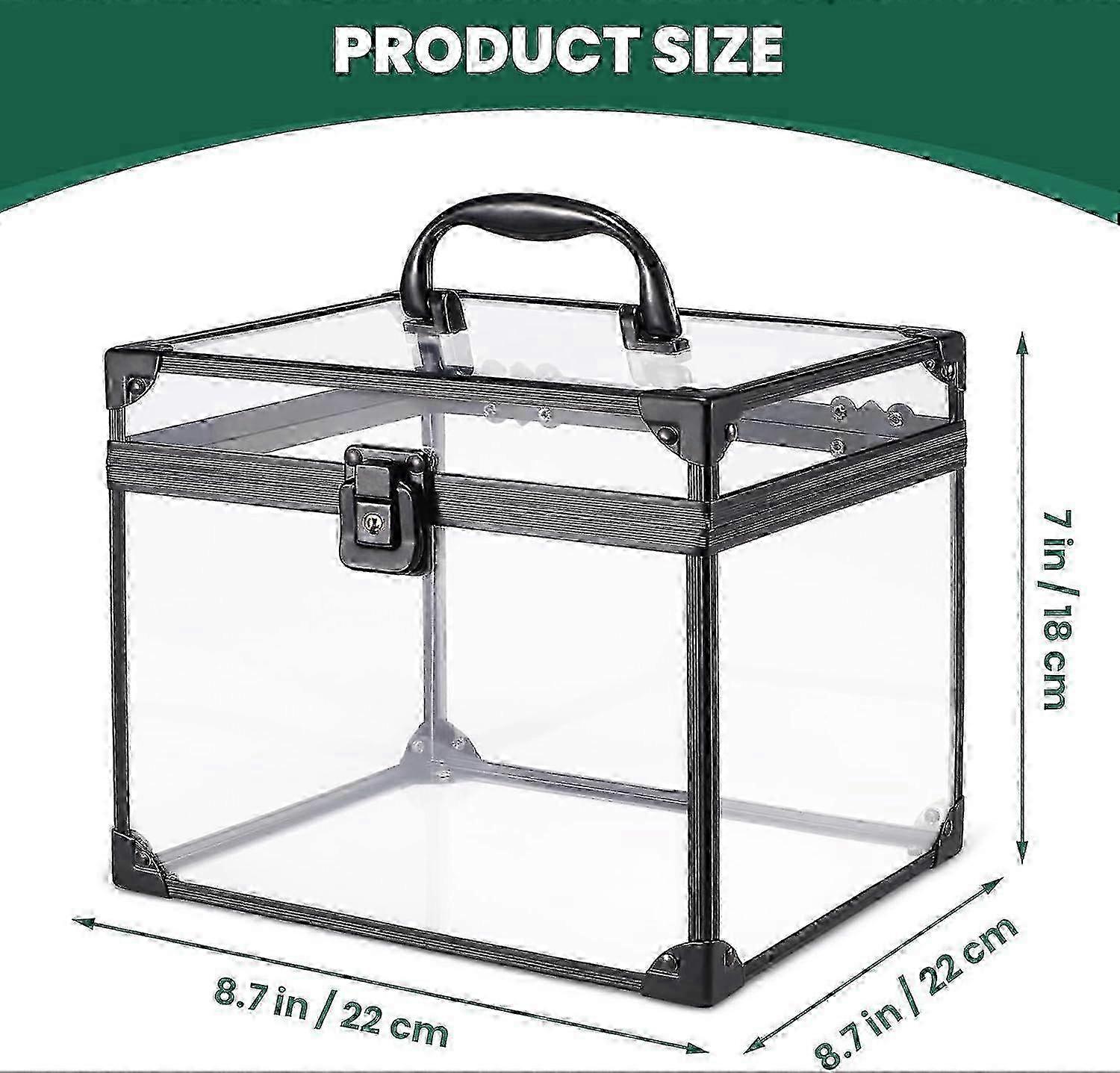 Clear Crown Case, Large Clear Makeup Train Case Lockable Crown Travel Box Ref: 3642