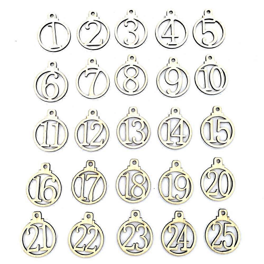 1-25 Vintage Advent Calendar Tags Wooden Christmas Countdown Advent Calendar Number DIY Gift Tags Countdown Calendar Pendant