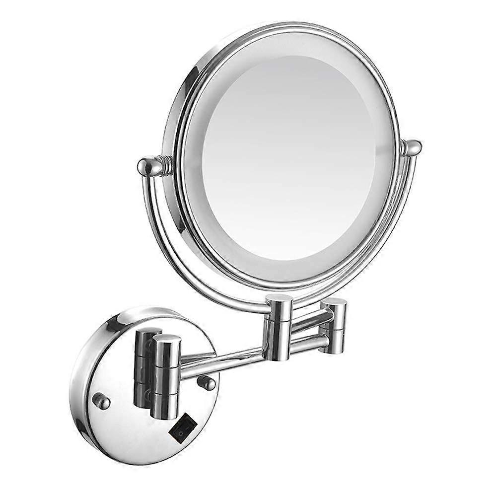 8' LED Lighted Wall Mounted Makeup Mirror, Double Sided 3X Magnification, Swivel Extendable Nickel Chrome