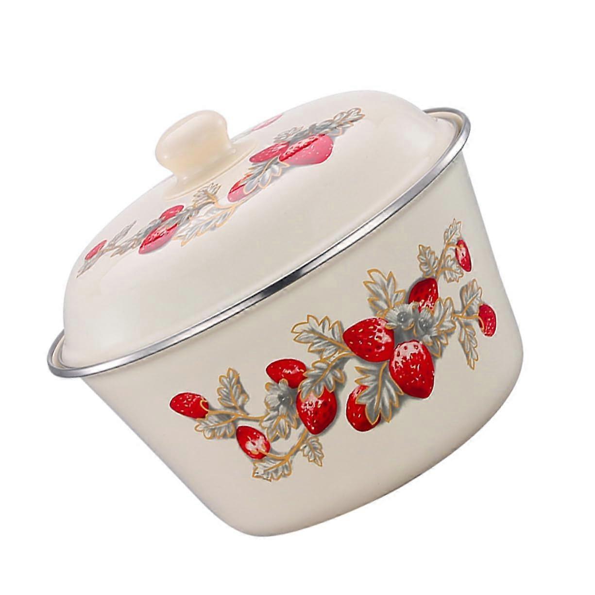 Enamel Washing Basin With Lid Chinese Style Retro MultiFunction Food Container For Home Restaurant Hotel Use Easy Clean