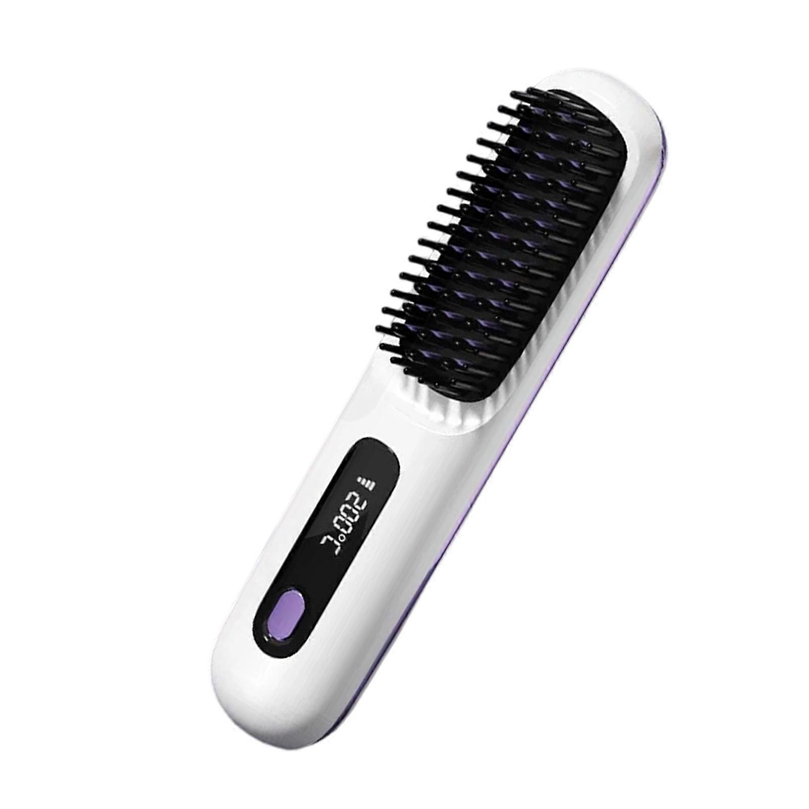 Ionic Charging Hair Styling Comb With Fast Heat Up ABS Materials Anti Burn Shield For Home And Travel Use  White