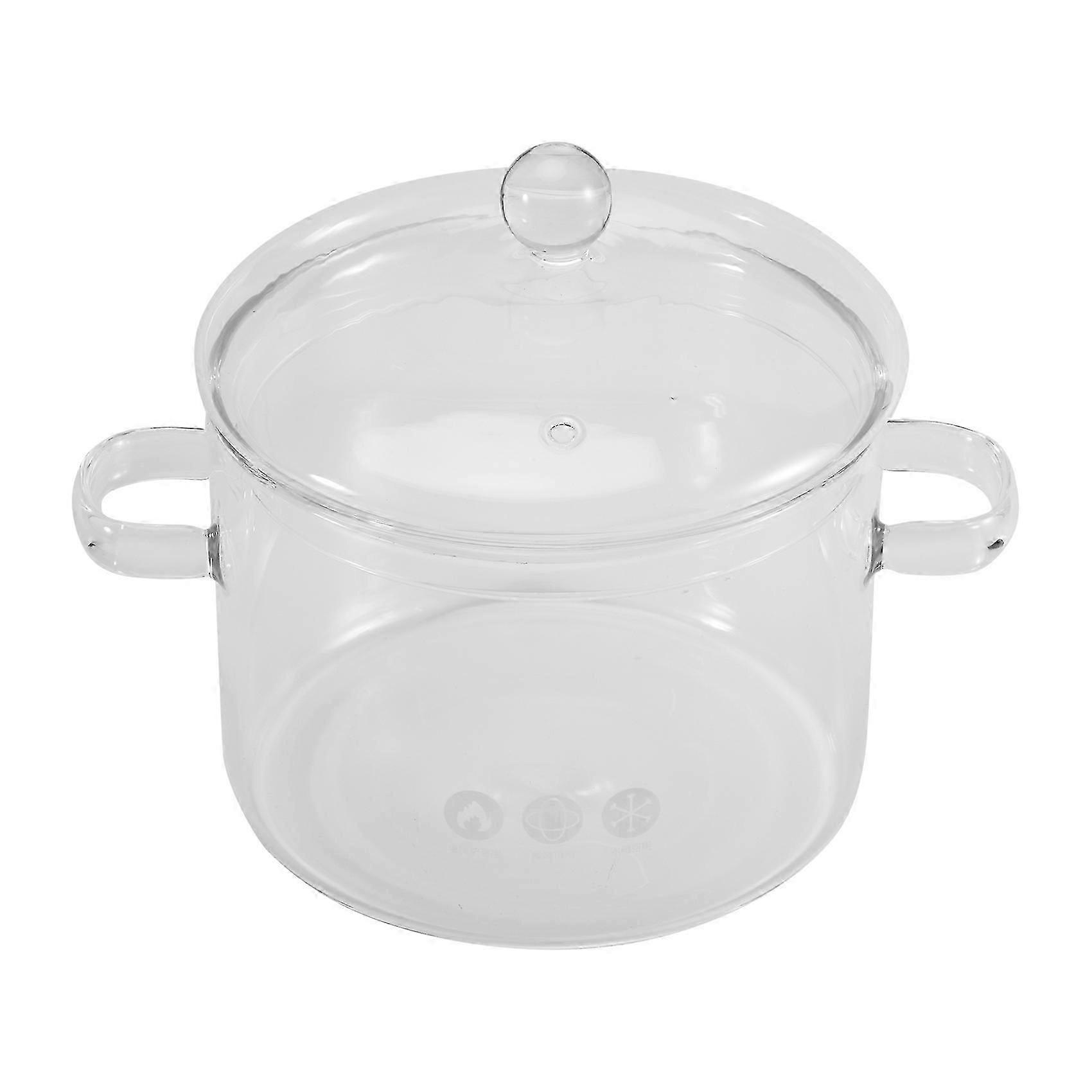Glass Saucepan with Cover,Stovetop Cooking Pot with Lid and Handle Simmer Pot Clear Soup Pot, High Borosilicate