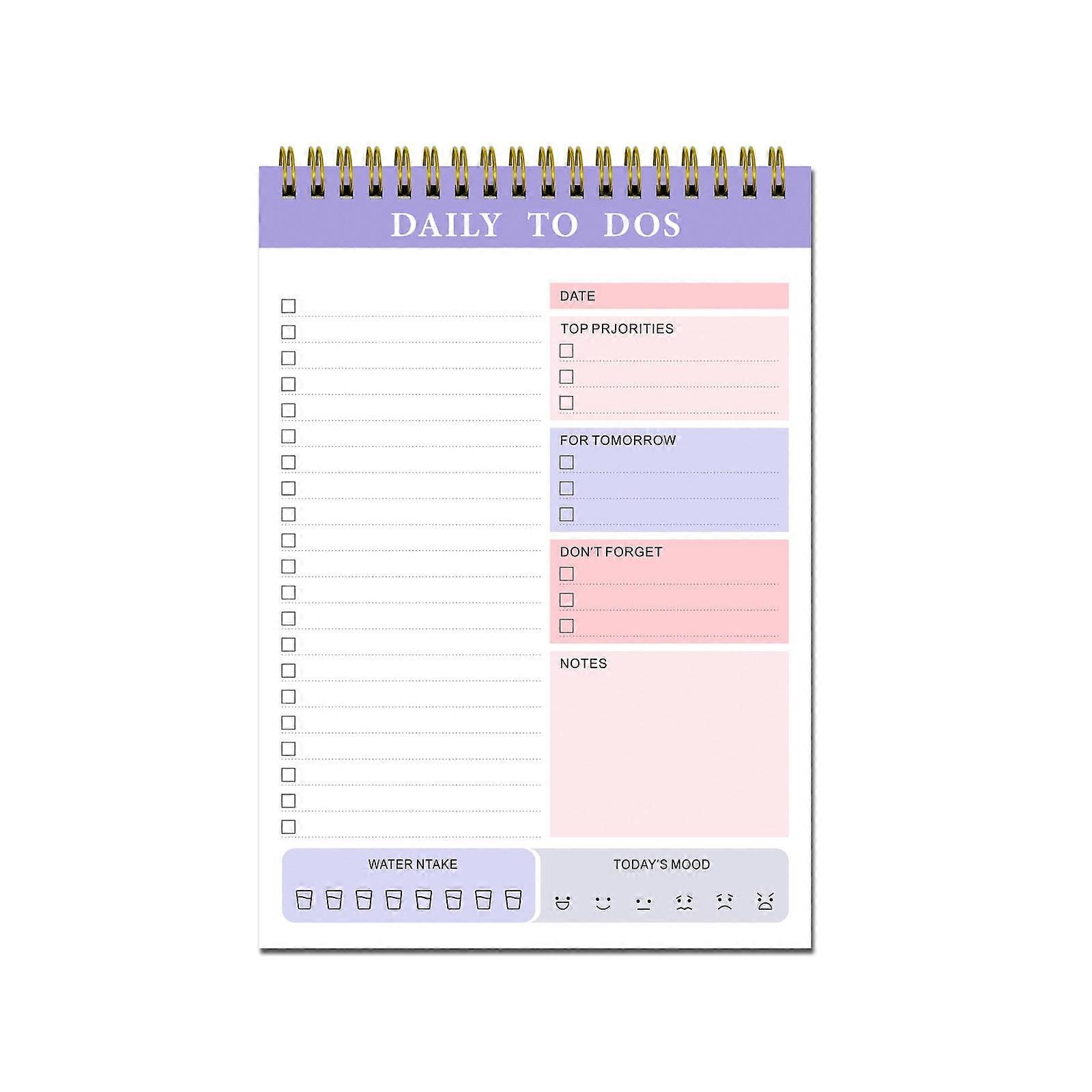 Yonrjhukm Daily To Do Notepad, List Notepad Time Management Task Plan List Notebook Organizer for School Office Supplies, Undated Agenda 60 Sheets