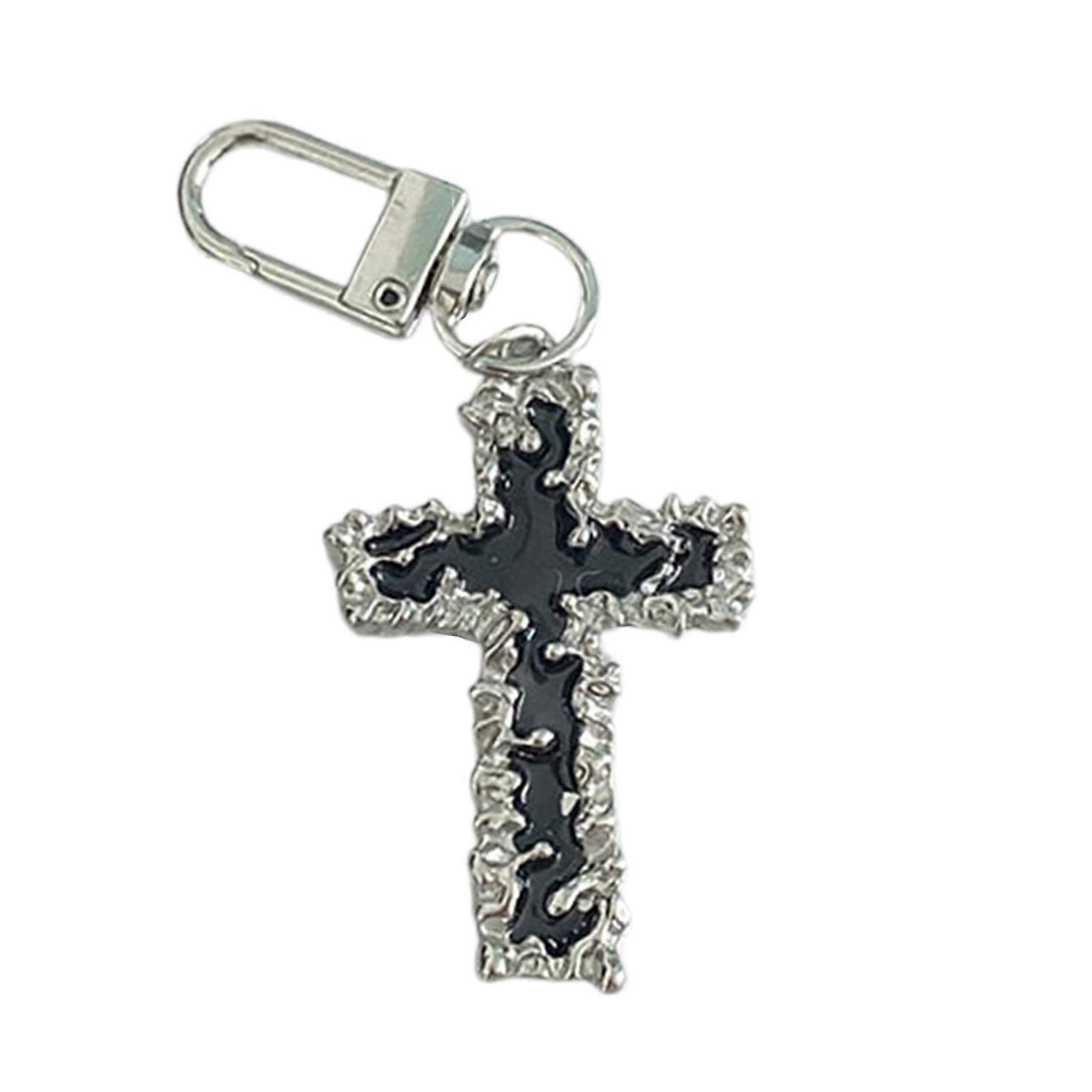 Gothic Inspire Keychain Crosses Butterfly Charm Zinc Alloy Materials Portable Ideal for Everyday Use Multicolor