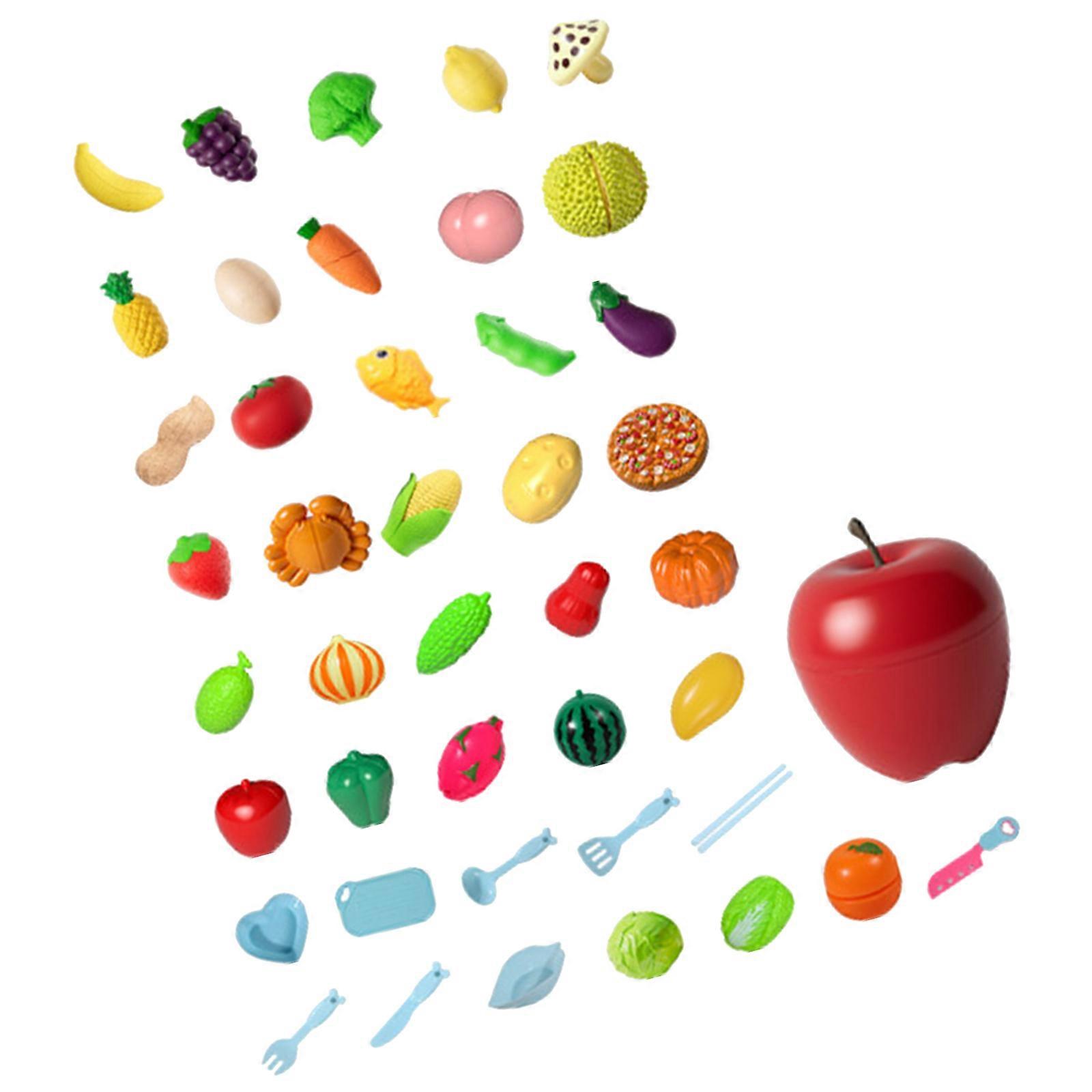 Toddler Learning Toy For Fine Motor Development Safe Interactive ABS Fruit Cutting Kitchen Play Toy For Family Activity Multicolor