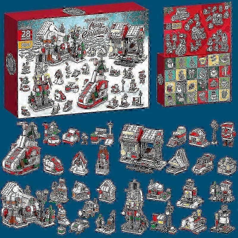 Christmas Advent Calendar Construction Set Countdown Playset 2024 With 24 Collectable Surprises Christmas Toy With Santa Claus Christmas Tree Train H