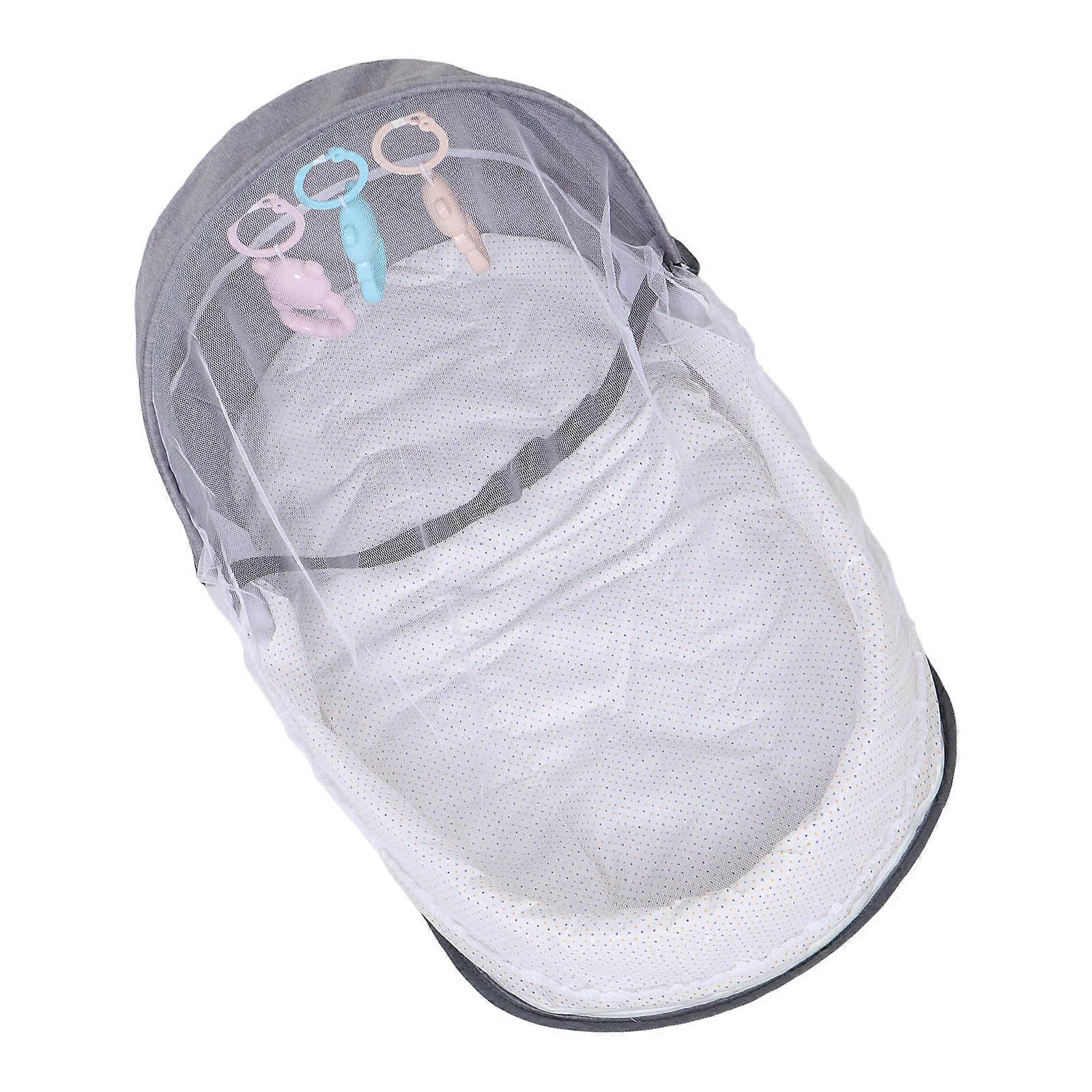 Portable Baby Bassinet with Breathable Mesh Net for Newborns Grey