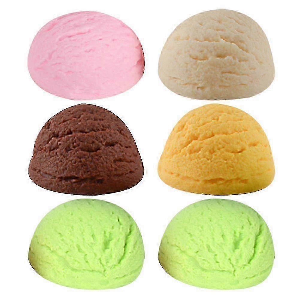 6pcs Artificial Ice Cream Scoops Balls Faux Ice Cream Simulation Desserts Model for Shops