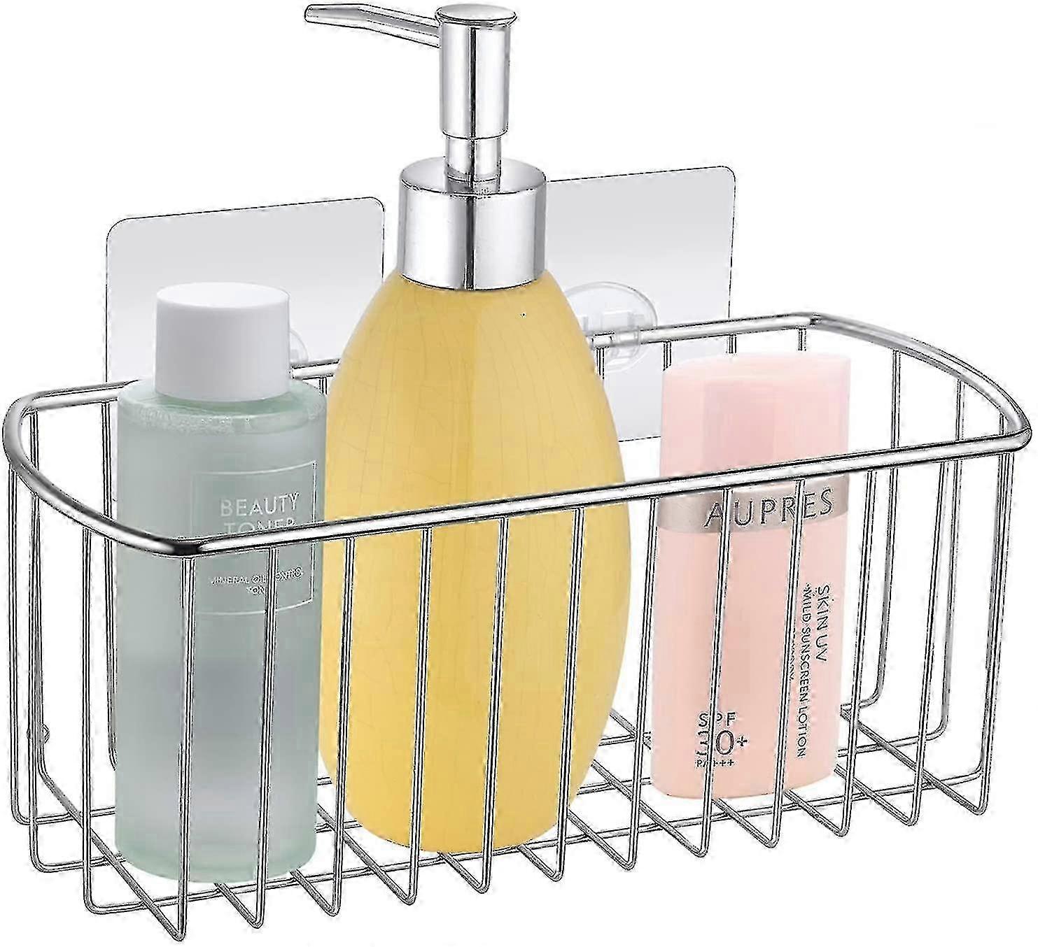 SUS304 Shower Basket - Rectangular Adhesive Shelf for Bathroom Organization
