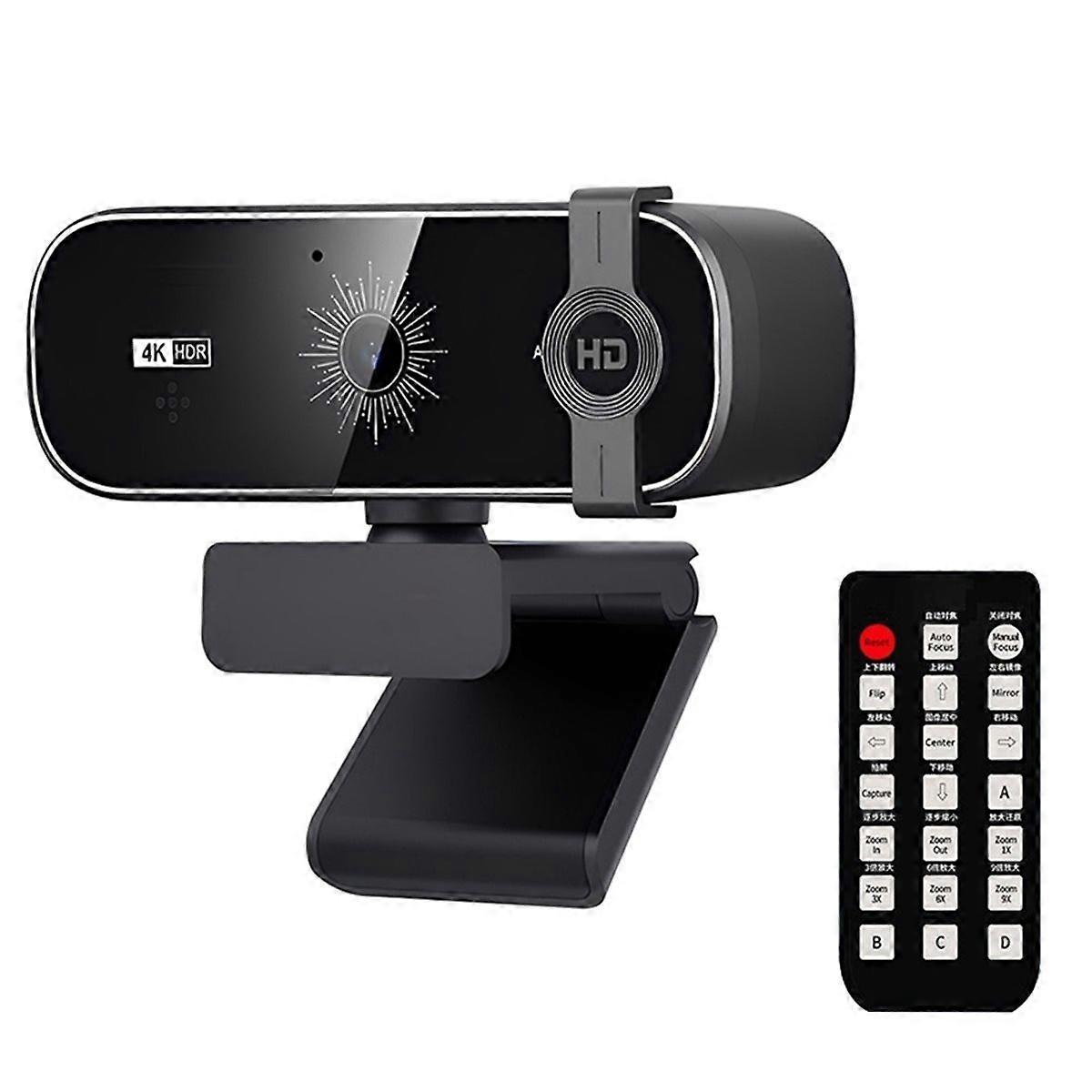 4K Webcam with Remote Control Privacy Cover Webcam Plug & Play for PC Laptop/Desktop Video Calling