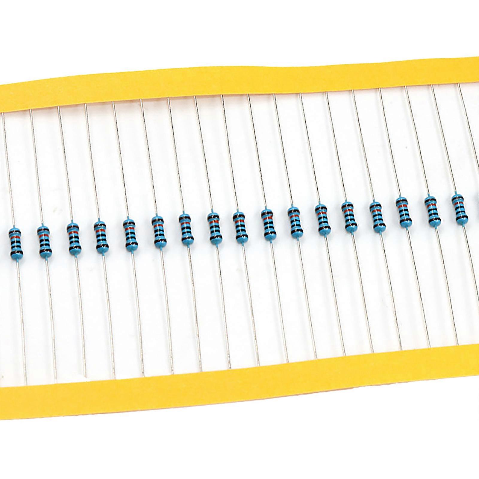 Pack of 100 Metal Film Resistors 0.25W 1.2k Ohm for Precise Electronic Circuit Design and Maintenance Easy to Install Multicolor
