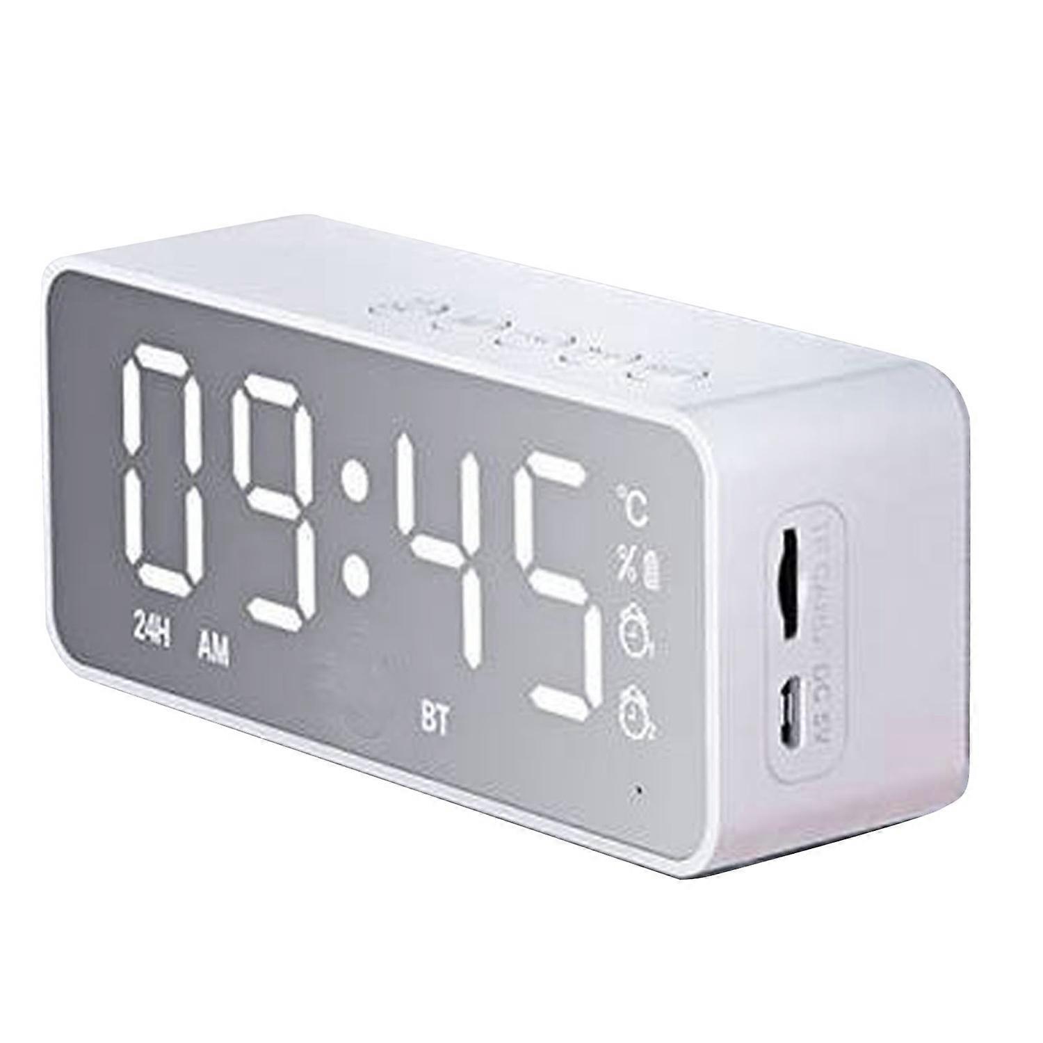 Bluetooth Speaker Alarm Clock Multifunction Electric Alarm Clocks Mirror Surface with Dual Alarms fo