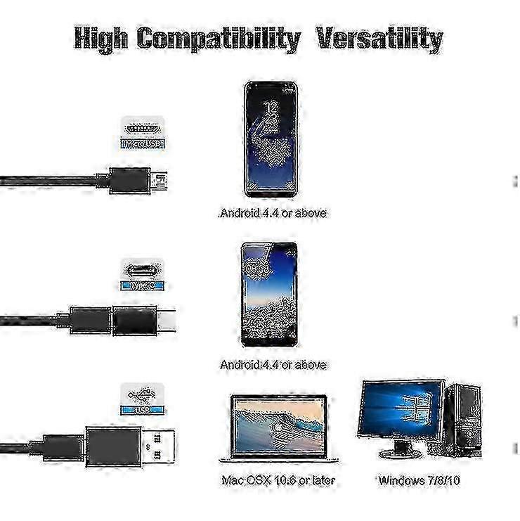 Type C Borescope Usb Inspection Camera Hd,6 Adjustable Led Light -16.4ft