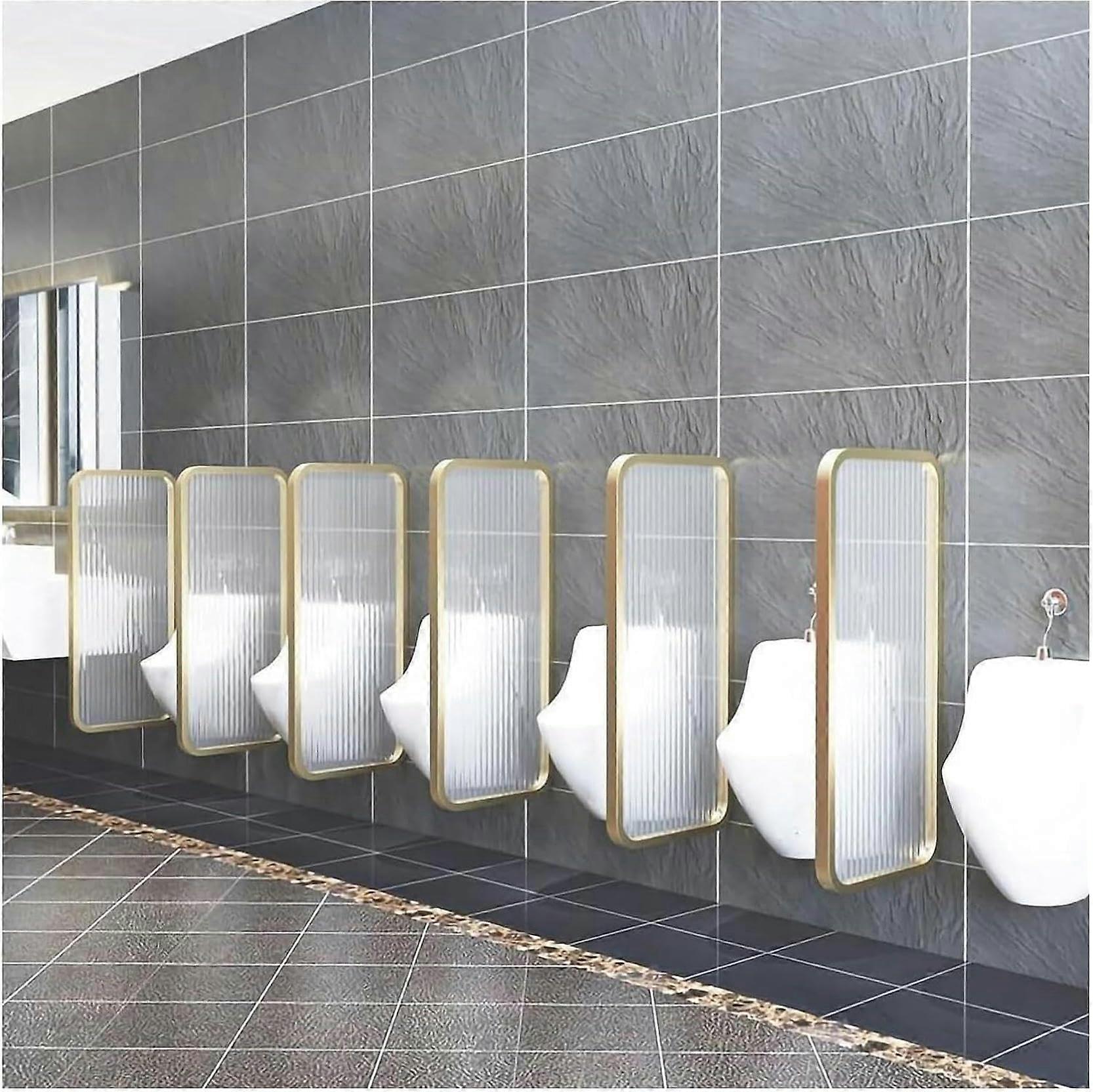 Wall Mounted Urinal Privacy Screen with Cast Iron Frame and Frosted Glass Panel, Golden or Black