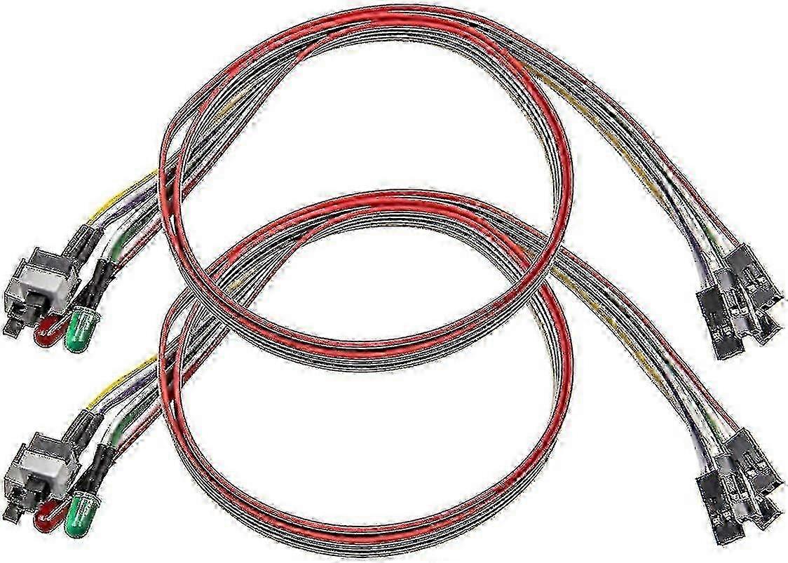 2025 2 Pack Computer Case Atx Power On Off Reset Switch Cable With 2 X Led Light Light Red Green 27-inch Atx Case Front Bezel Wire