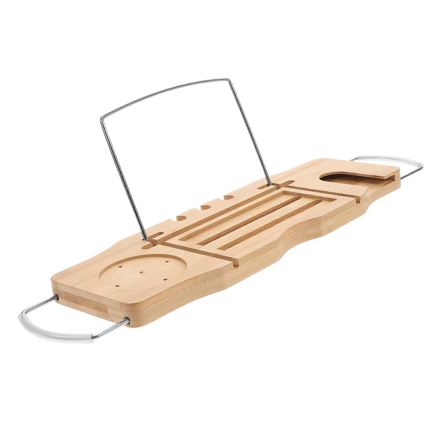 Adjustable Bathtub Tray Shelf with Expandable Sides for Bathroom Storage and Relaxation
