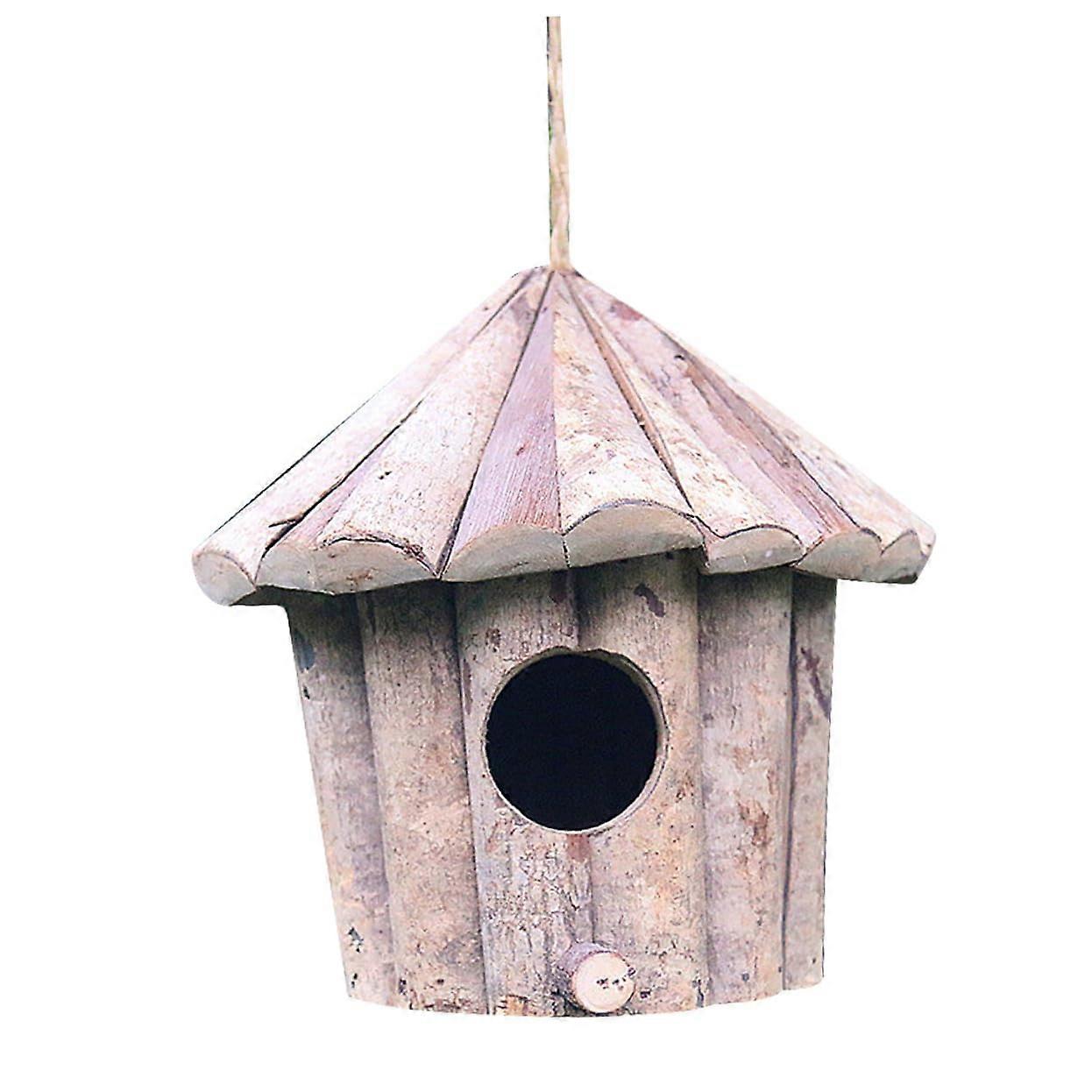 Artificial Bird Nest Rustic Wooden Bird House Realistic Design for Home Garden Wedding Decor