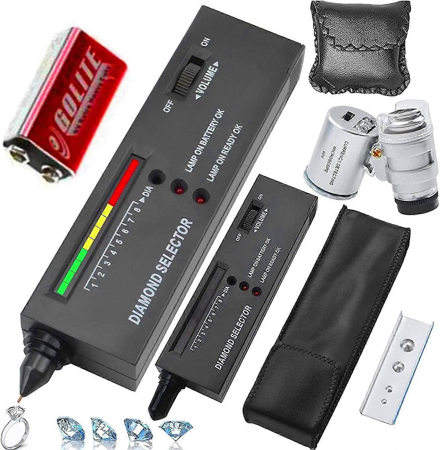 Diamond Tester Pen with 60X LED Loupe, Thermal Conductivity Jewelry Testing Tool for Diamonds