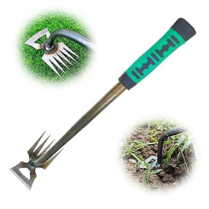 Weeding Tool with Ergonomic Long Handle, Durable Manganese Steel Hand Weeder for Garden (5 Teeth)