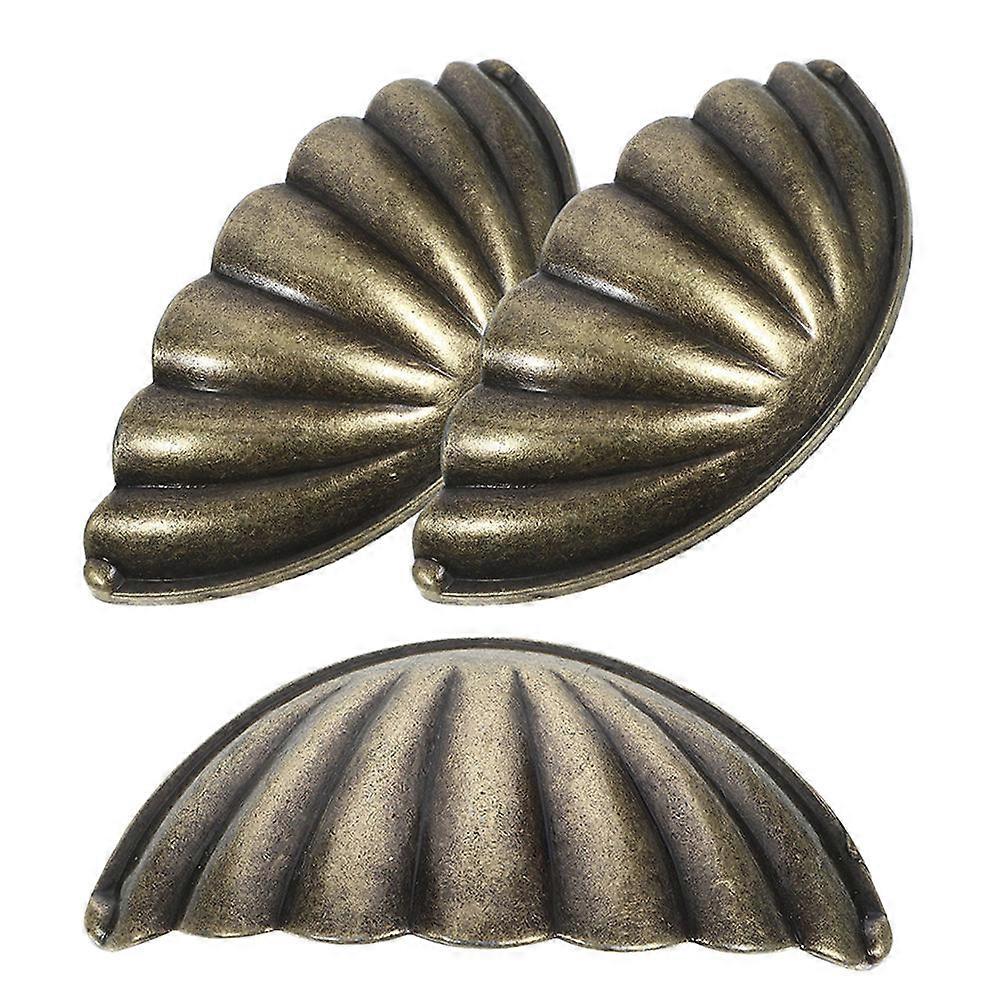 Olive Green Zinc Alloy Shell Pattern Drawer Pulls for Cabinet Decor 3Pcs