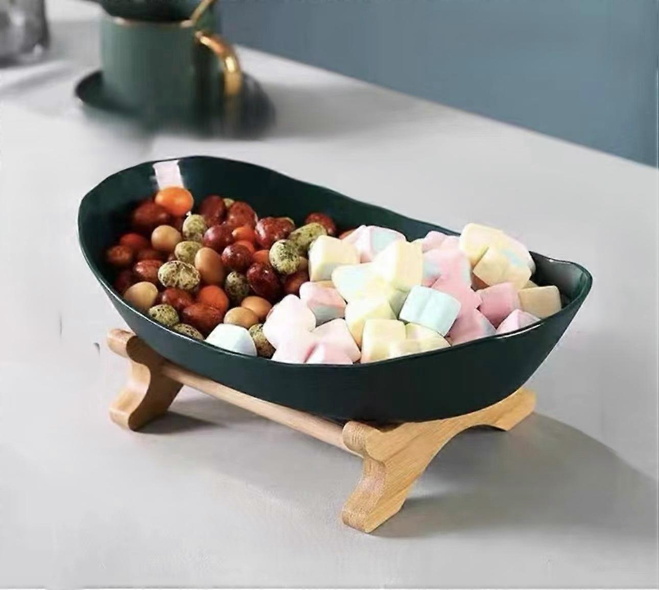 Creative multi-layer fruit plate, light luxury dried fruit plate, bamboo wooden frame, household snack candy tray