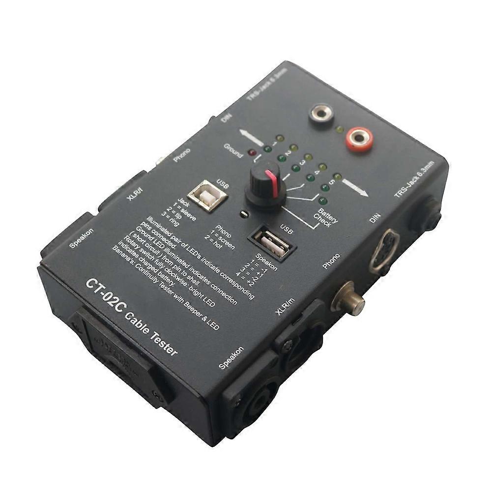 CT-02C Cable Tester Line Meter XLR Signal Line Meter 6.3mm Jacks Cable Tester 4-Pin Speakon Multi-Function Line Tester