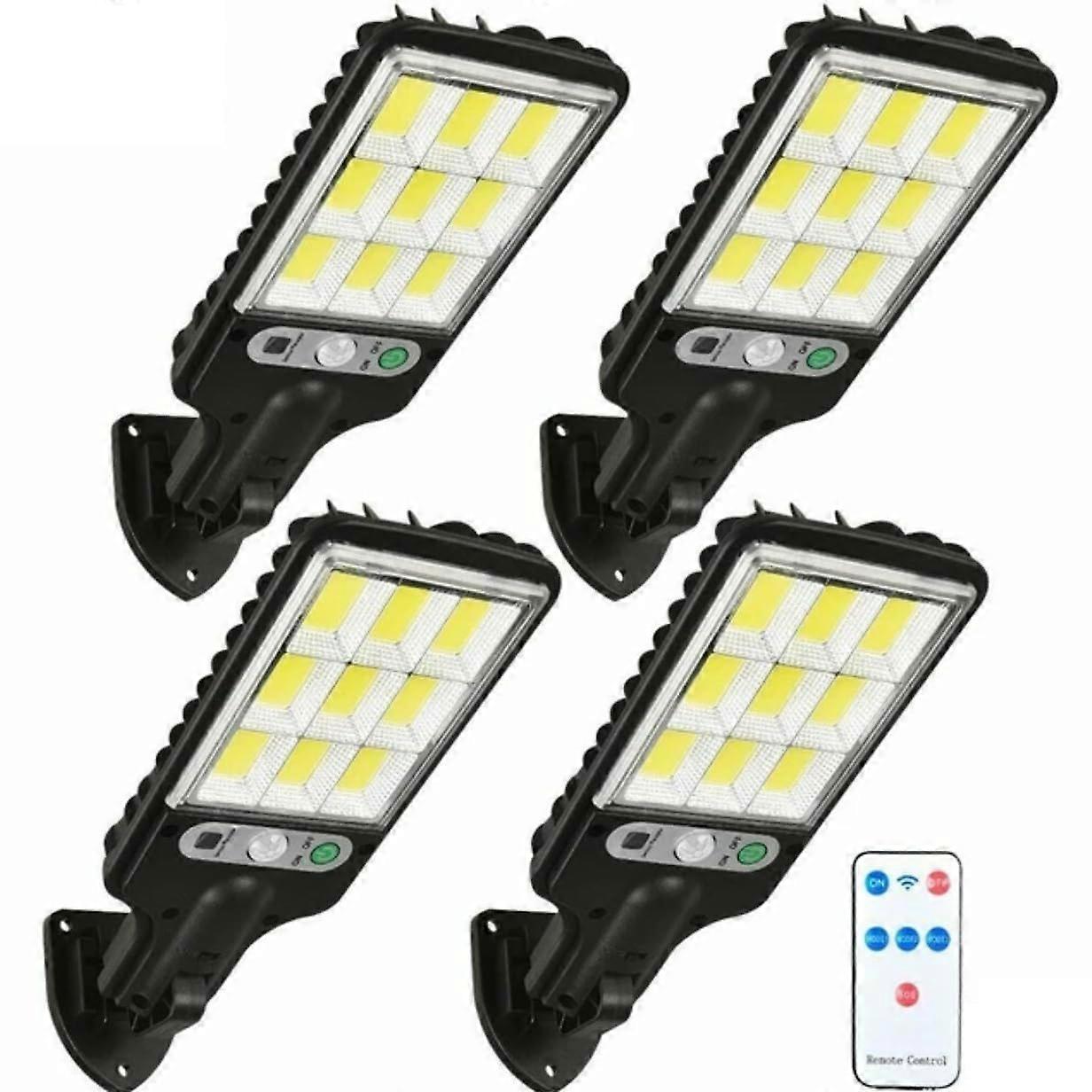 Outdoor Solar Security Lights 4 Pack 6000LM 108COB LED Motion Sensor IP65 Waterproof with Remote