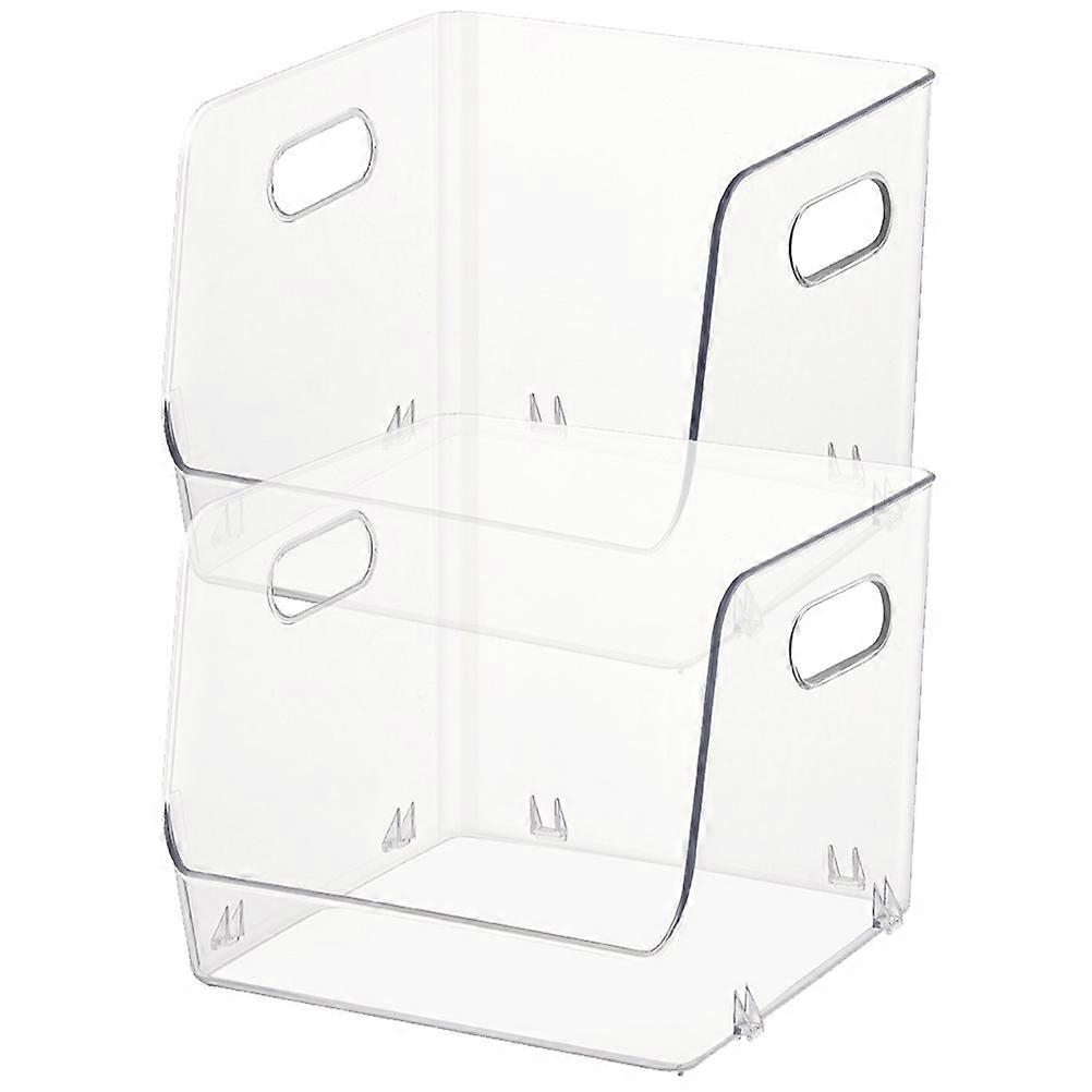 4 Pcs Stackable Transparent Storage Bin Box Organizing Container For Kitchen Office Dresser 15X14.5X13CM Practical Space-saving Storage
