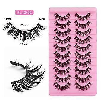 10 paires de faux cils délicats, cils légers et duveteux, cils œil de chat