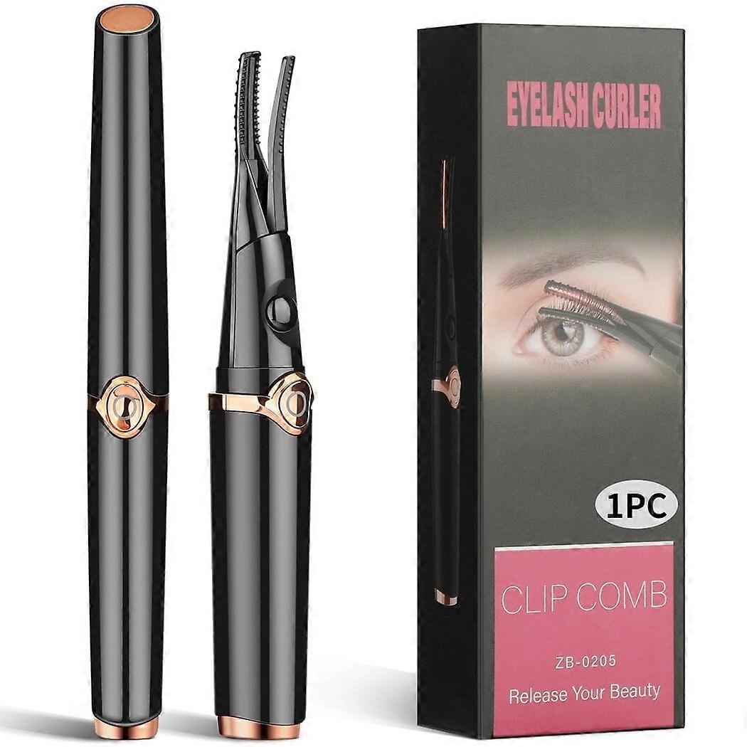 Heated Eyelash Curler, USB Rechargeable Electric 3 Temp Modes 2 in 1 Clip-Type with Comb, Fast Heating & Long Lasting