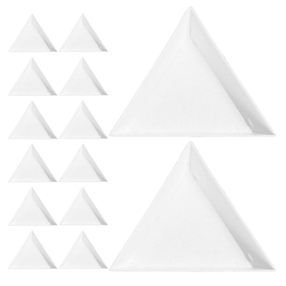 Diy Art Plates White Plastic Triangle Sorting Plates for Bead and Rhinestone Storage 40Pcs