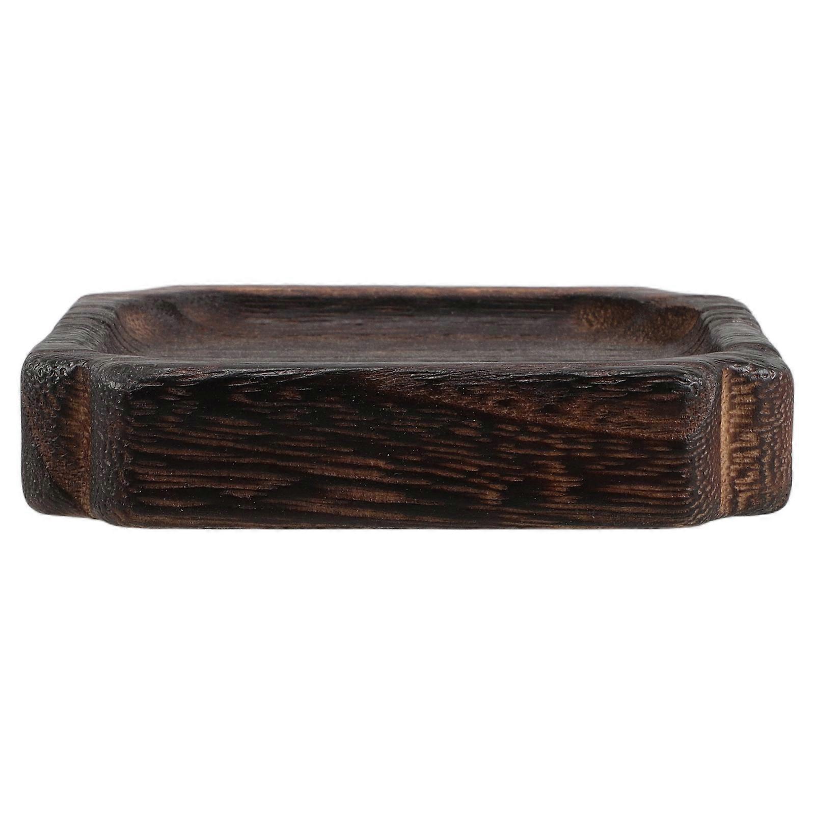 Dark Brown Wooden Tea Tray for Serving Tea Cups Elegant Rustic Design