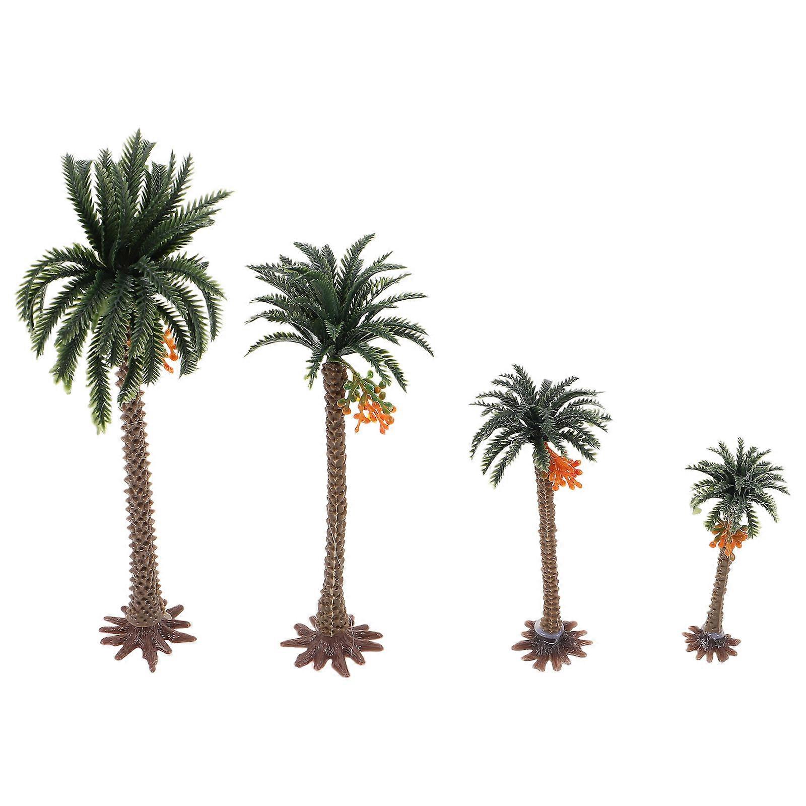 Miniature Coconut Tree Model for Decoration 4Pcs Plastic Sand Table Accessories