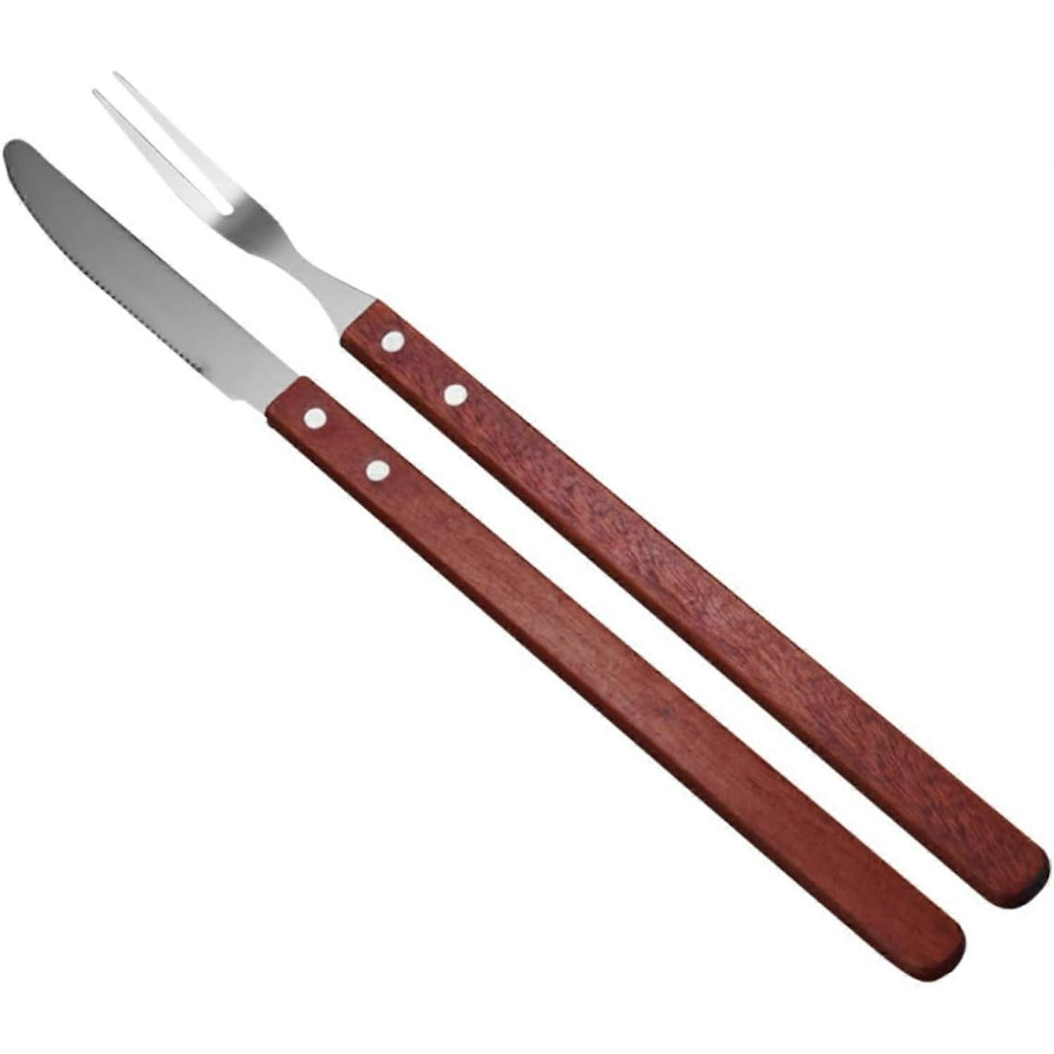 Set Barbecue Knife and Fork Serving Utensils Cutlery Barbecue Cutter Meat Fork Barbecue Fork Barbecue Tableware Home Supplies Barbecue W（Y11