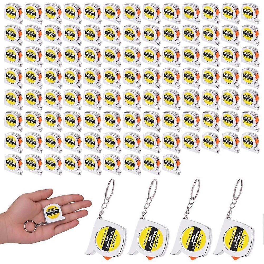 100 Pcs Mini Fita Métrica Chaveiros 1.5 Polegadas Retrátil