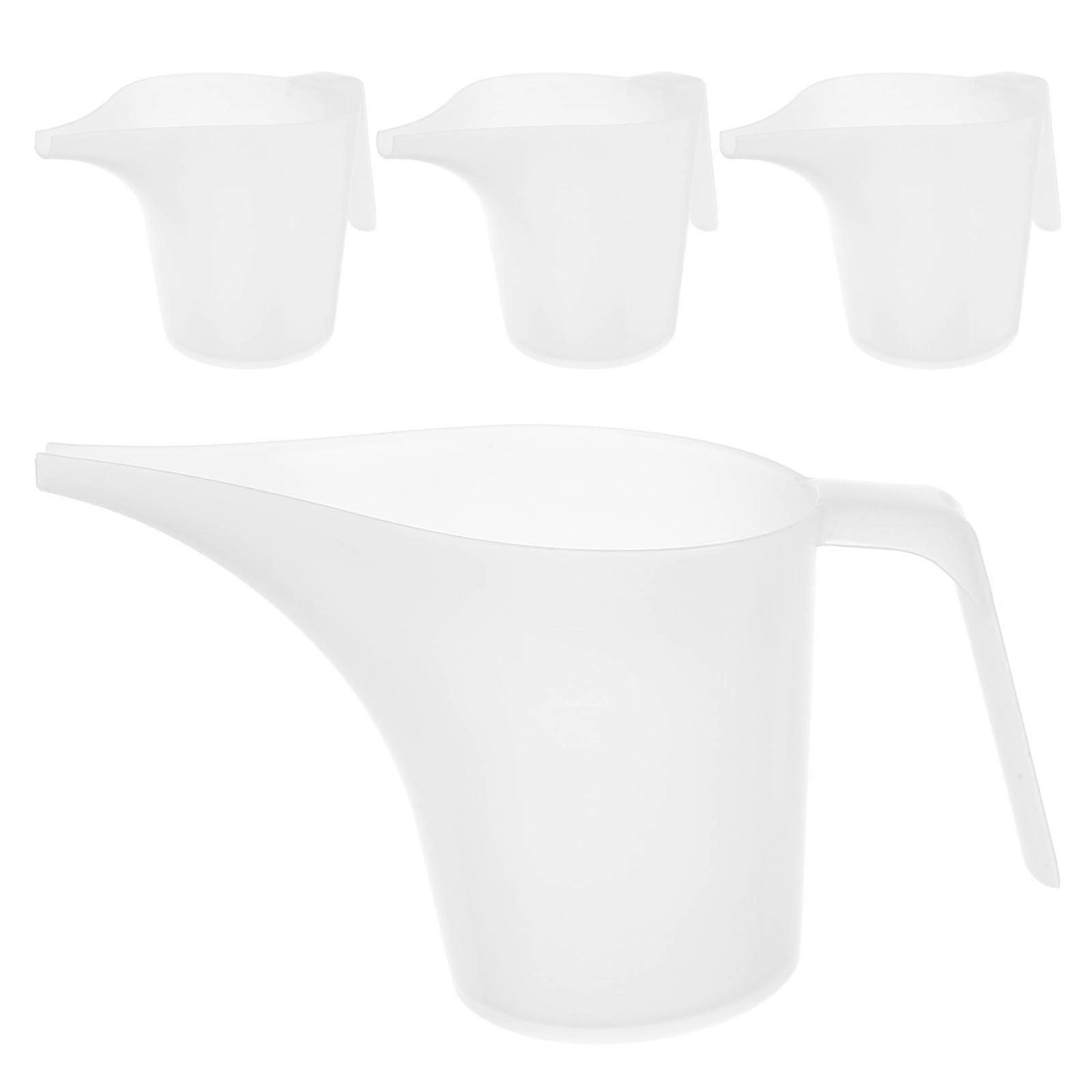 4pcs 1 Liter Plastic Measuring Pitcher with Long Spout, Clear Graduations for Kitchen and Garden