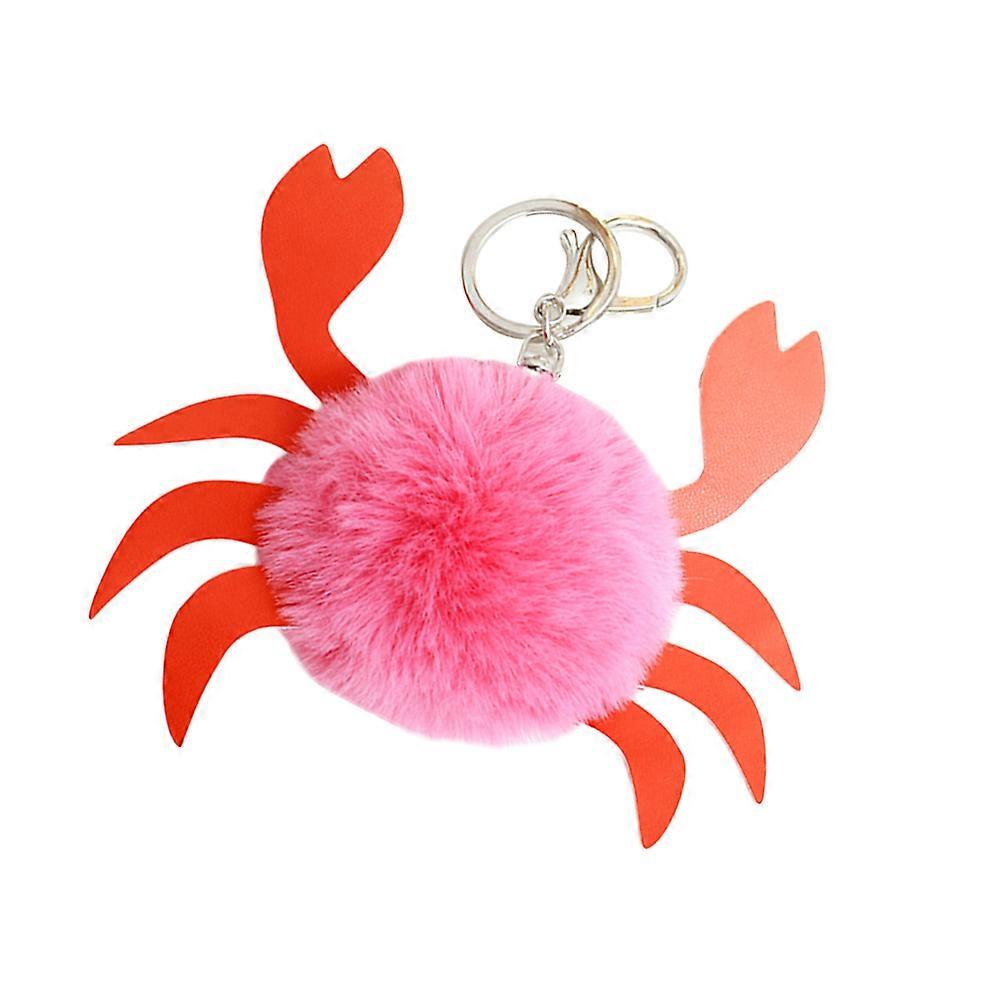 Hanging Keychains Creative PU Crab Shape Plush Keyring Pink