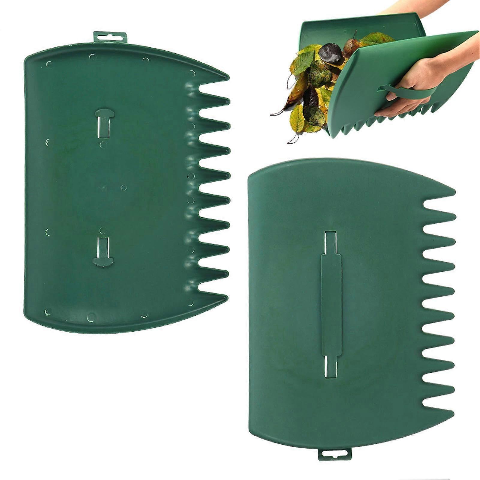 2pcs Handheld Leaf Grabber with Serrated Edge, Large Capacity Garden Leaf Collector, Green