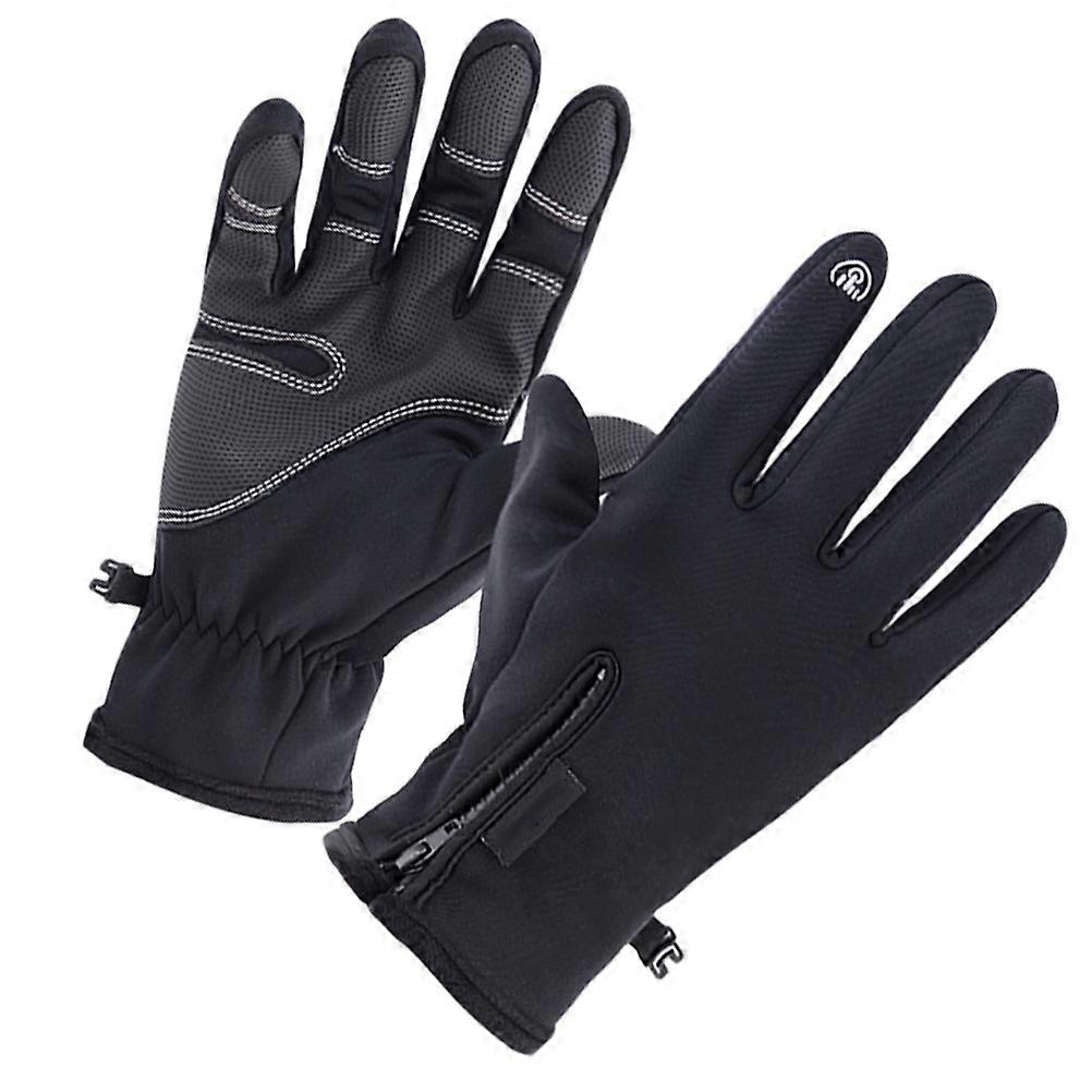 Cycling Windproof Gloves Black for Winter Use 1Pair Touch Screen Gloves