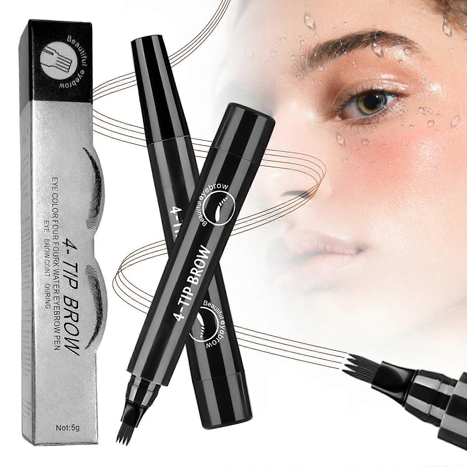Waterproof Microblading Eyebrow Pencil Black with 4 Tip Design for Natural LongLasting Makeup
