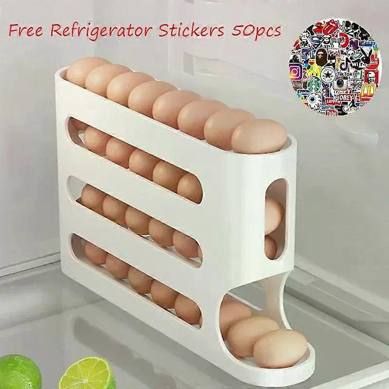 Egg rolling tube automatic rolling drum large egg storage box four refrigerator side door storage layer sliding groove