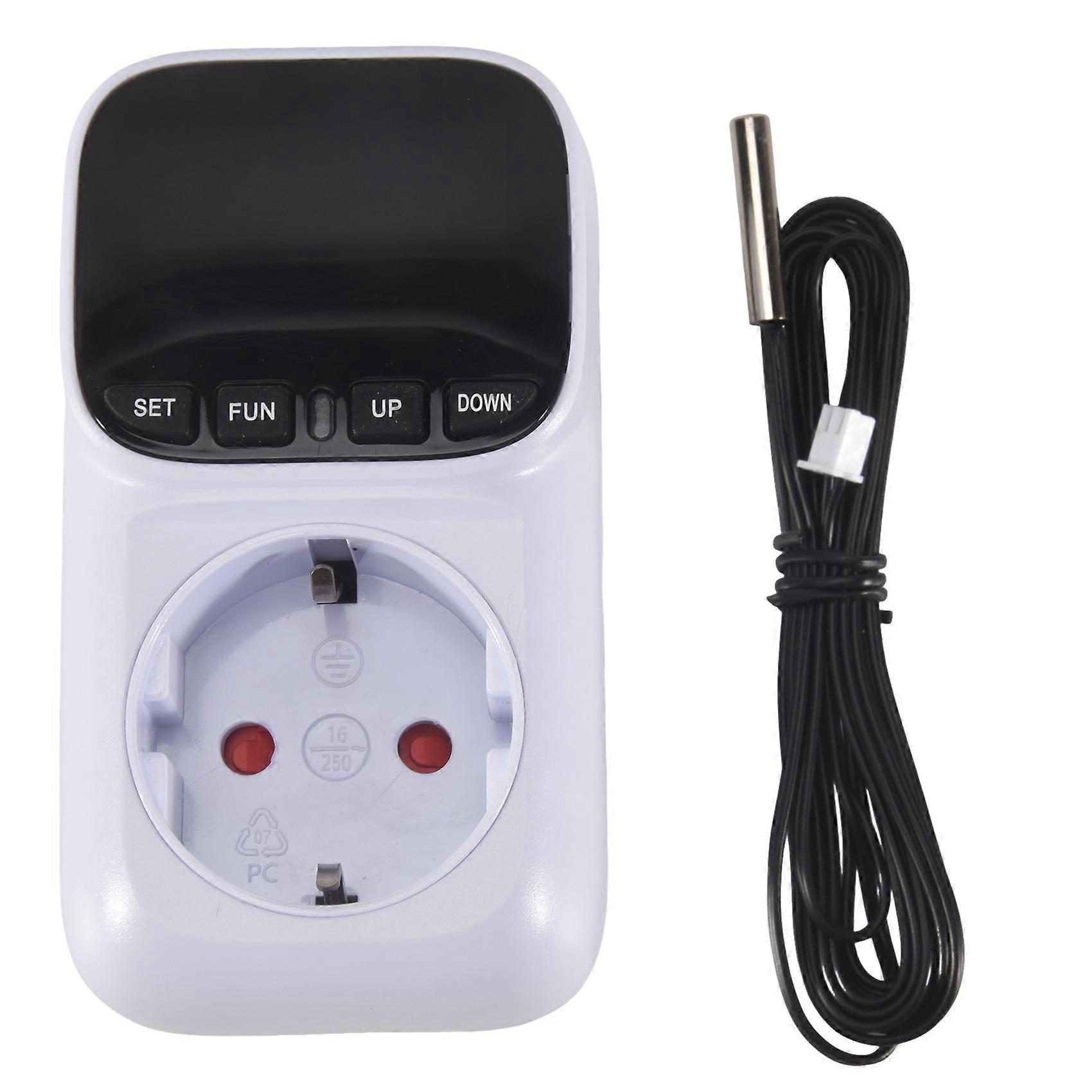 Digital Temperature Controller Socket Outlet Thermostat with Time Sensor Probe Heating Cooling Switch 16A EU Plug