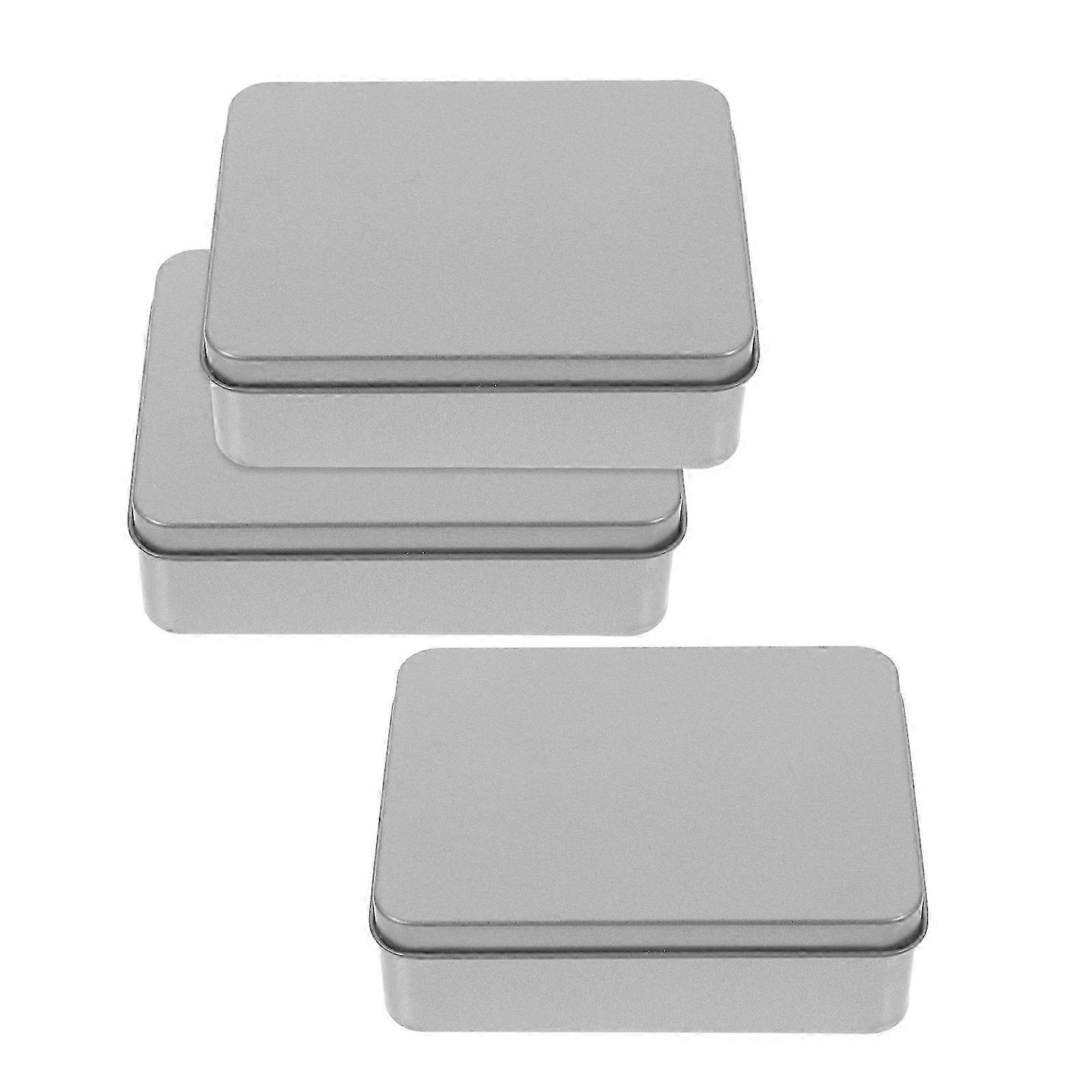 9Pcs Silver Metal Boxes for Storage Tinplate Rectangular Candy Containers