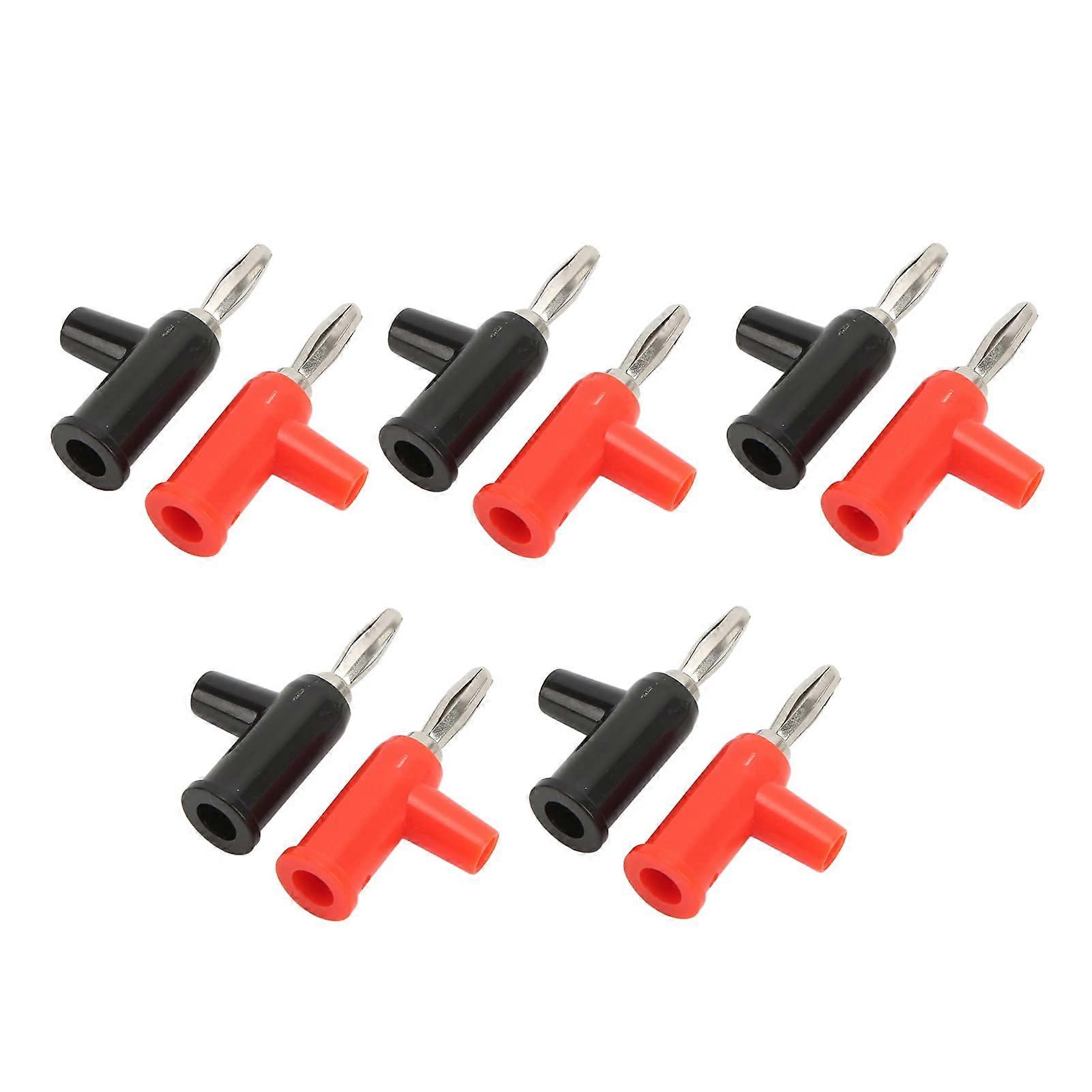 Banana Plug Connectors Stackable Solderless Brass 10pcs 5 Red 5 Black for Audio and Lab Projects